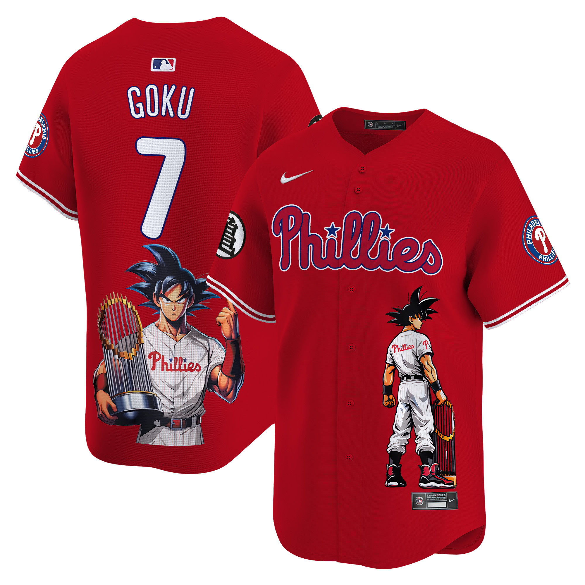 Men's Goku Philadelphia Phillies Dragon Ball Son Goku Vapor Premier Limited Red Jersey - Printed