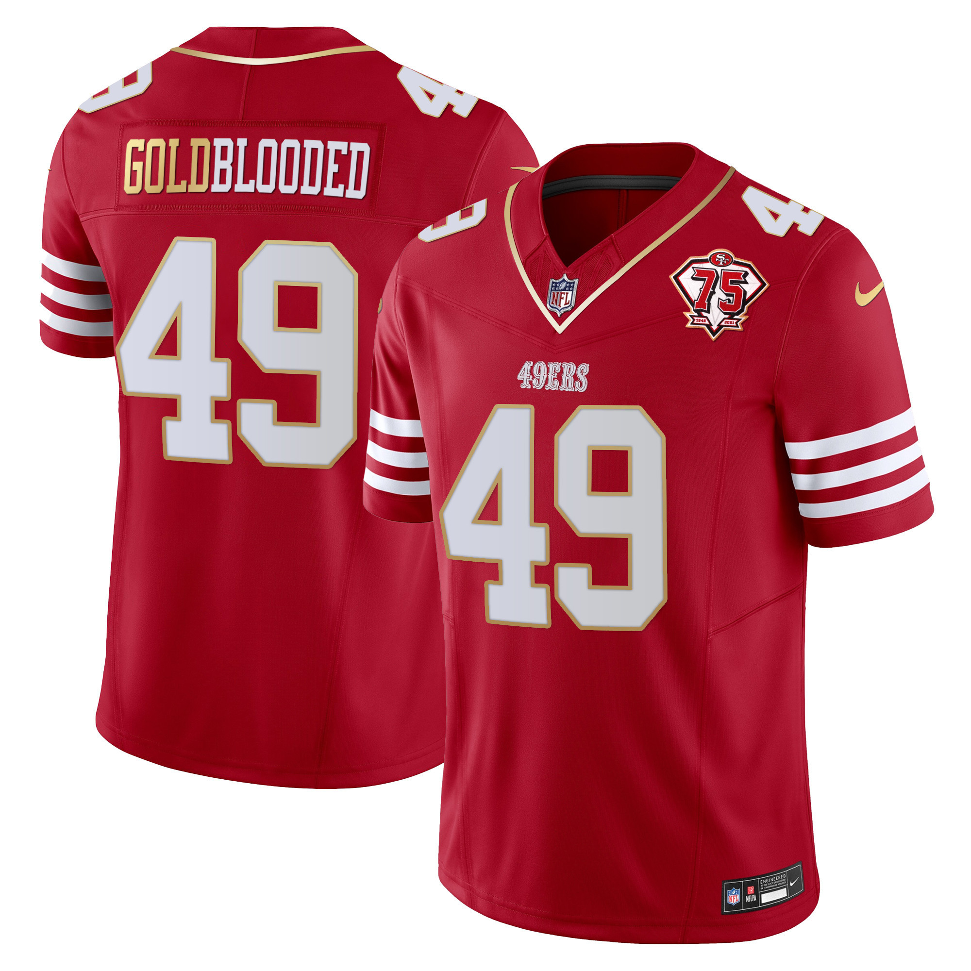Men's Gold Blooded San Francisco 49ers 2023 Vapor Gold Trim Limited Scarlet Gold Jersey - All Stitched