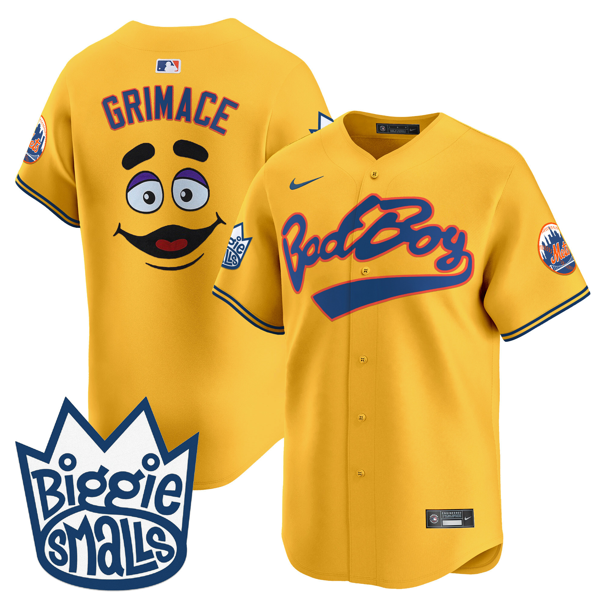 Men's Grimace New York Mets Biggie Smalls Vapor Premier Limited Gold Jersey - All Stitched