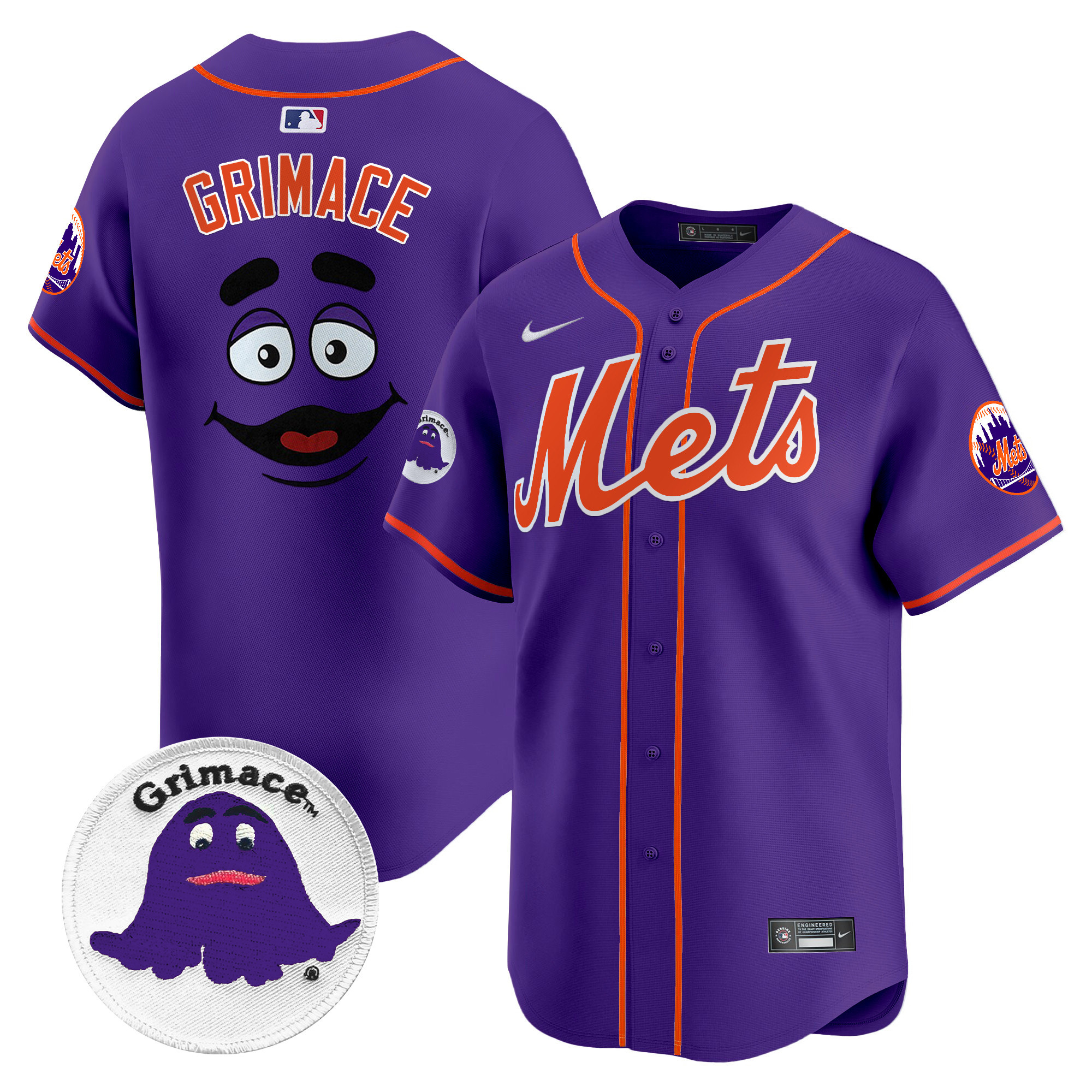 Men's Grimace New York Mets Grimace Vapor Premier Limited Purple Jersey - All Stitched