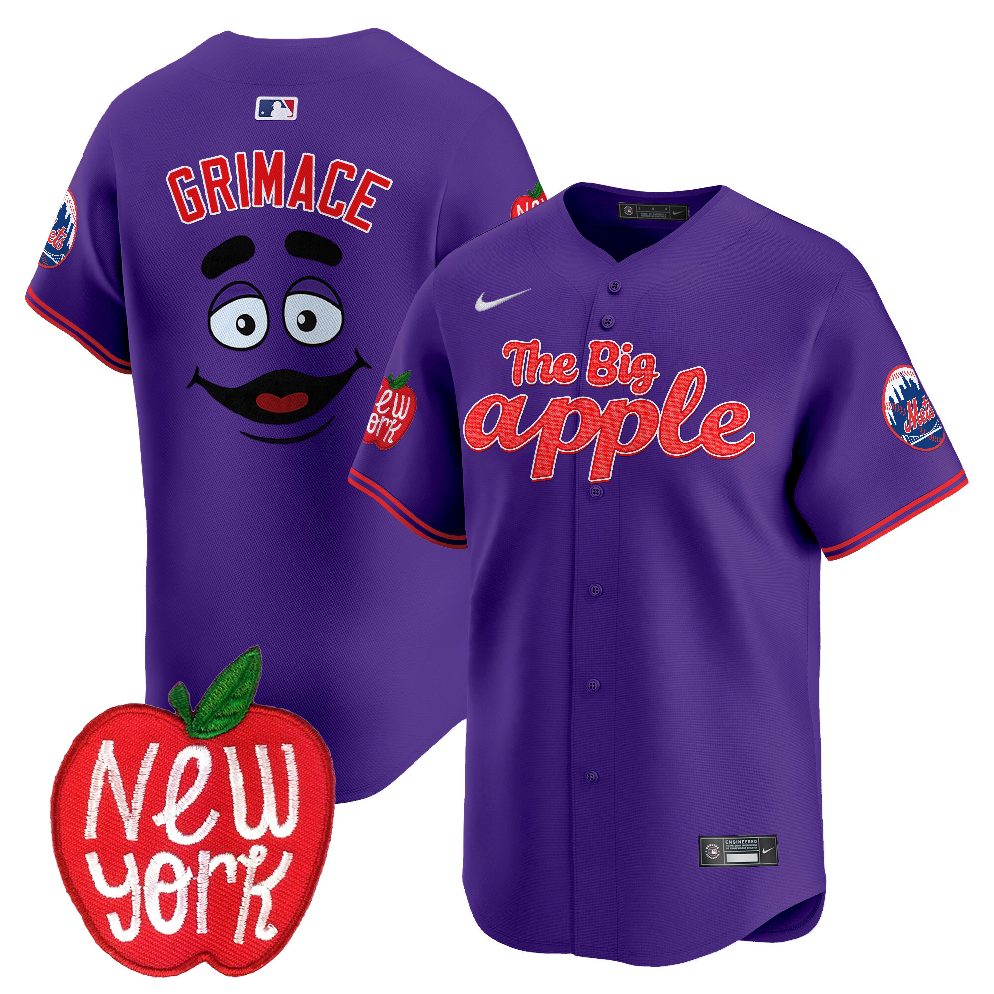 Men's Grimace New York Mets The Big Apple Vapor Premier Limited Purple Jersey - All Stitched