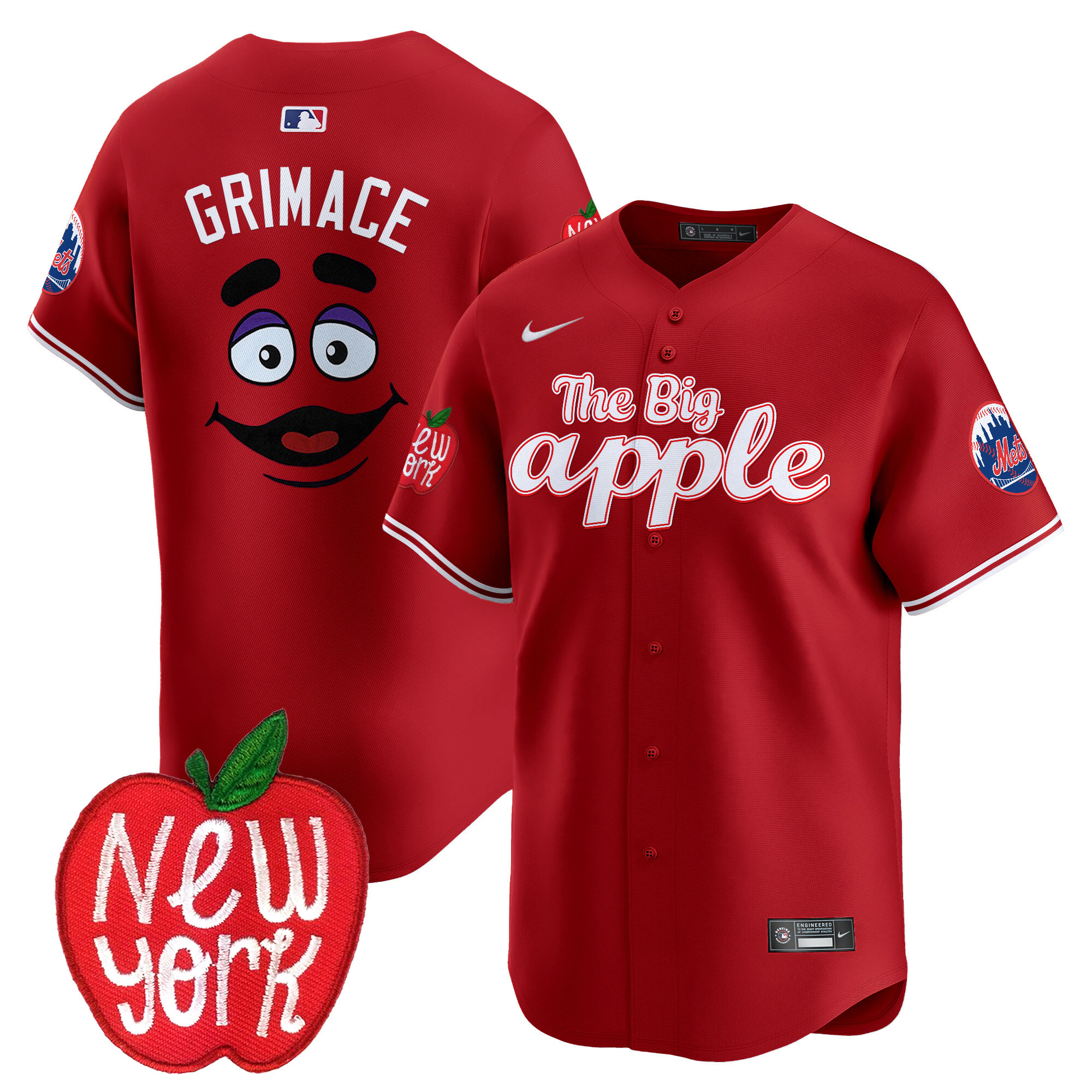 Men's Grimace New York Mets The Big Apple Vapor Premier Limited Red Jersey - All Stitched