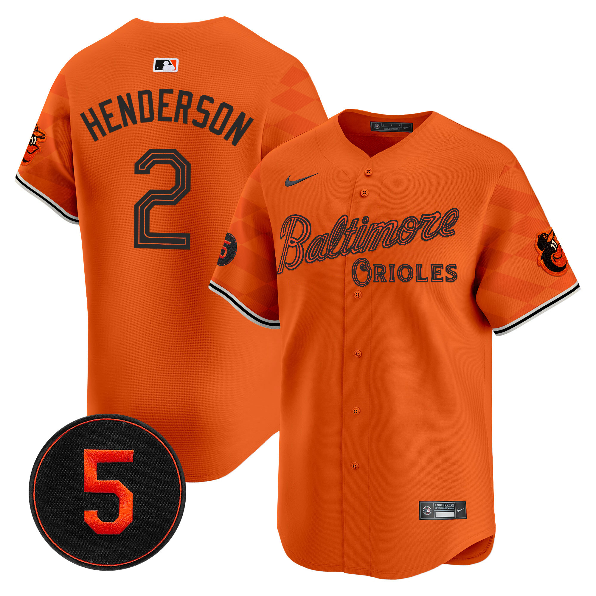 Men's Gunnar Henderson Baltimore Orioles City Light Vapor Premier Limited Orange Jersey - All Stitched