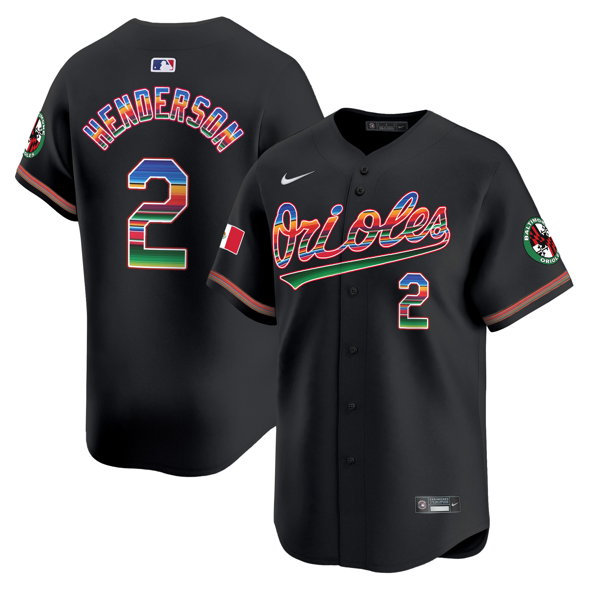 Men's Gunnar Henderson Baltimore Orioles Mexico Vapor Premier Limited Black Jersey - All Stitched