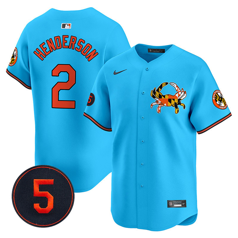 Men's Gunnar Henderson Baltimore Orioles Robinson Patch Vapor Premier Limited Light Blue Jersey V3 - All Stitched