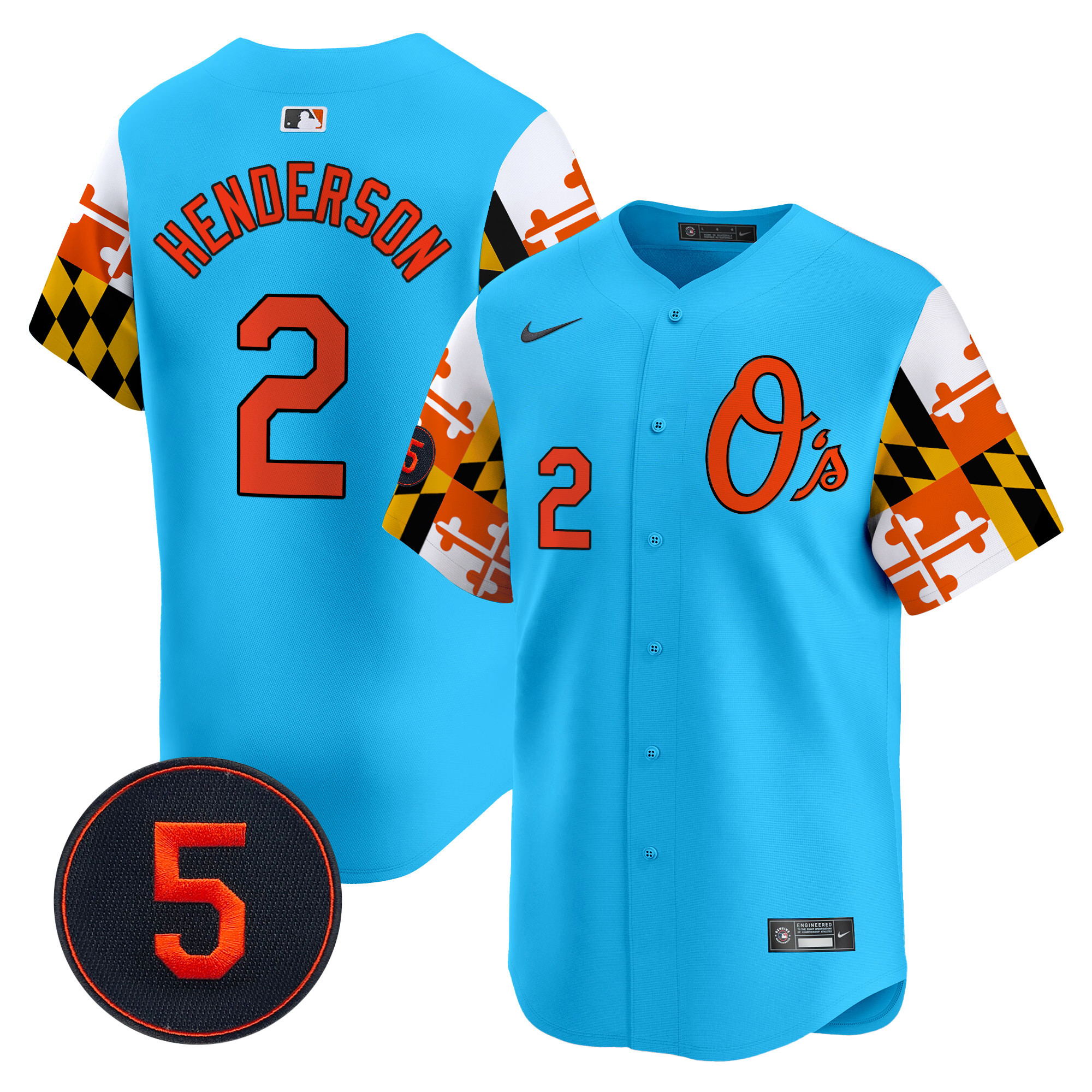 Men's Gunnar Henderson Baltimore Orioles Robinson Patch Vapor Premier Limited Light Blue Jersey V5 - All Stitched