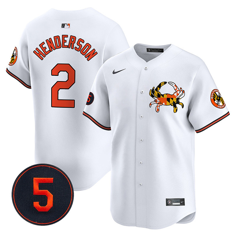 Men's Gunnar Henderson Baltimore Orioles Robinson Patch Vapor Premier Limited White Jersey V3 - All Stitched