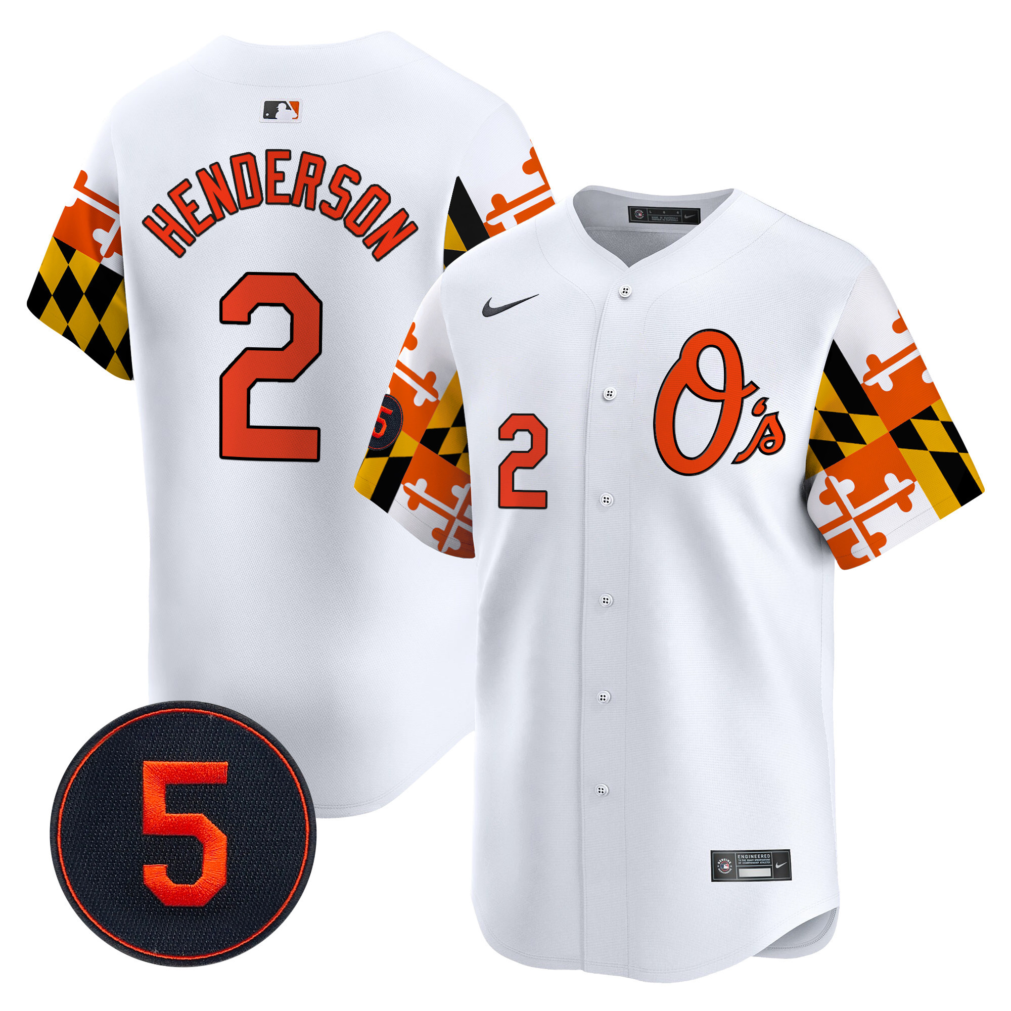 Men's Gunnar Henderson Baltimore Orioles Robinson Patch Vapor Premier Limited White Jersey V5 - All Stitched
