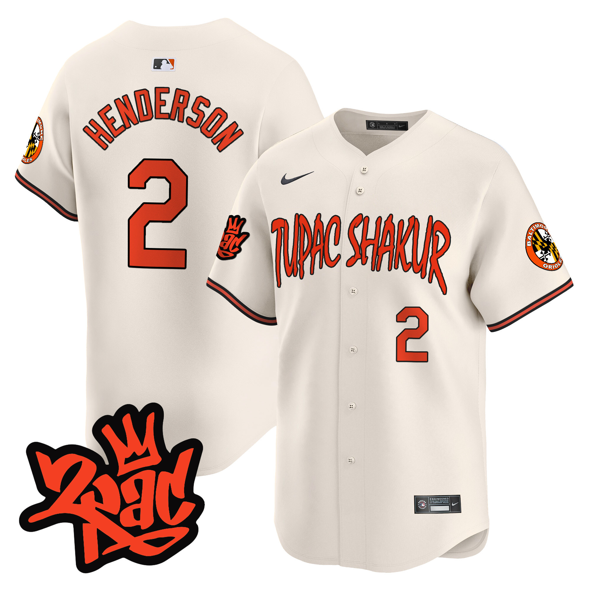 Men's Gunnar Henderson Baltimore Orioles Tupac Shakur Vapor Premier Limited Cream Jersey - All Stitched