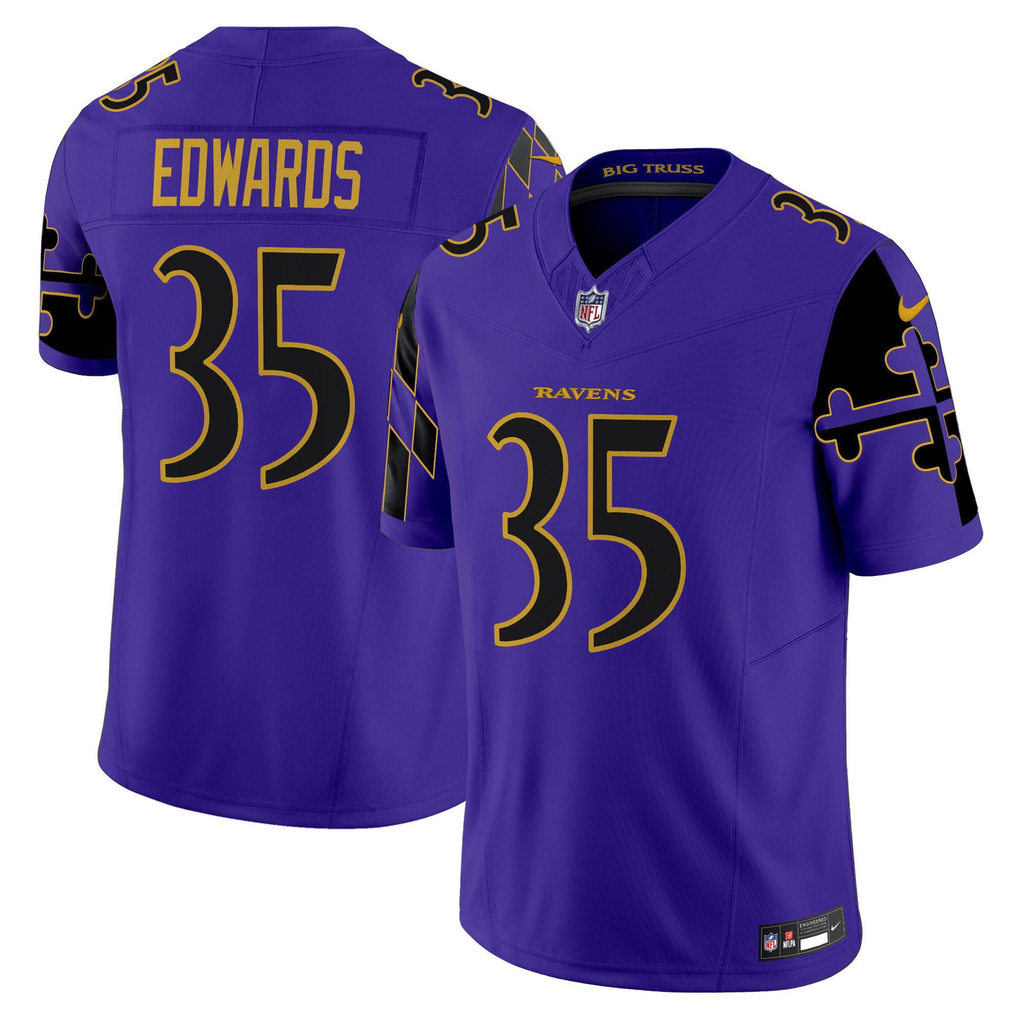 Men's Gus Edwards Baltimore Ravens Maryland Flag Vapor Limited Purple Limited Jersey - All Stitched