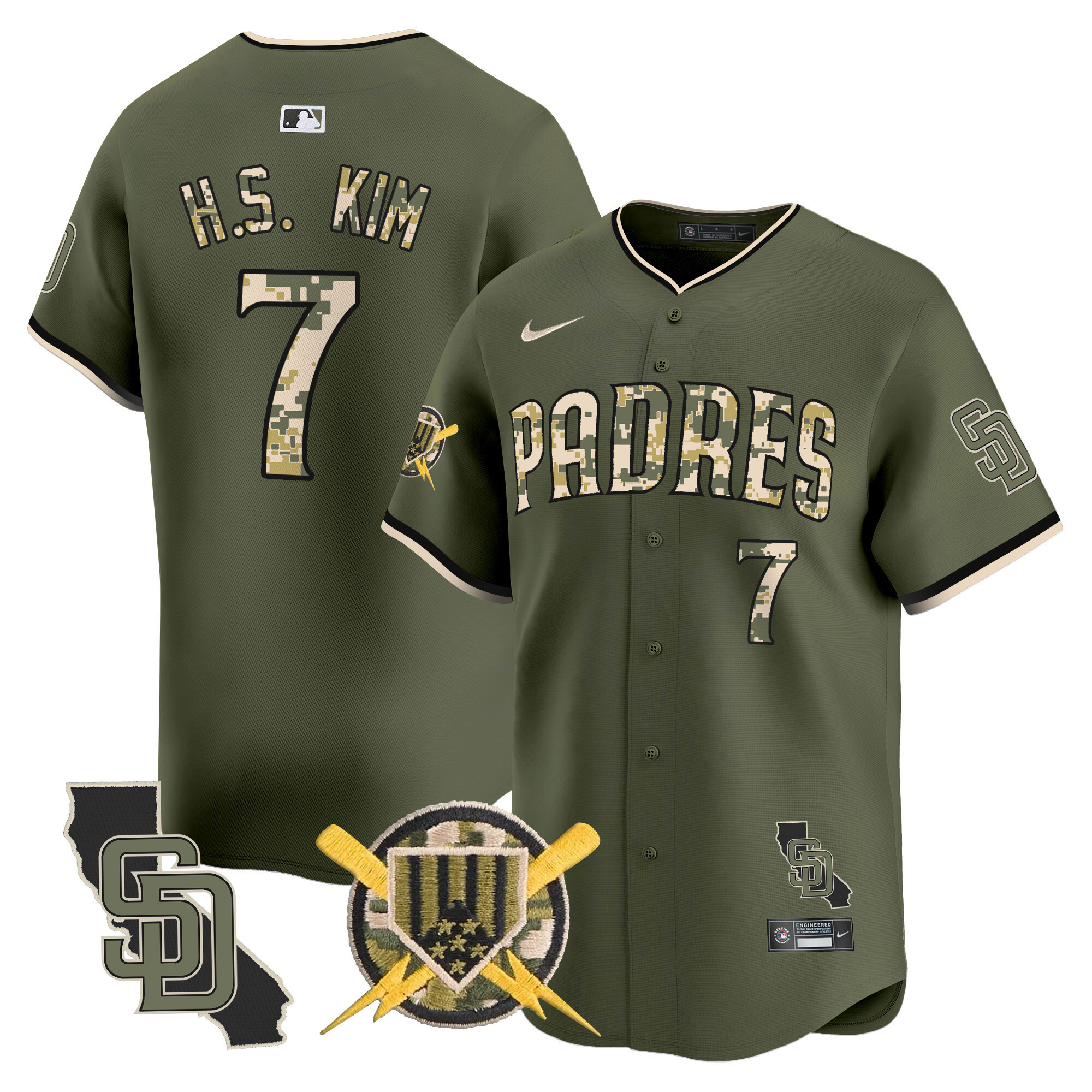 Men's Ha-Seong Kim San Diego Padres Armed Forces Day Vapor Premier Limited Green Jersey - All Stitched