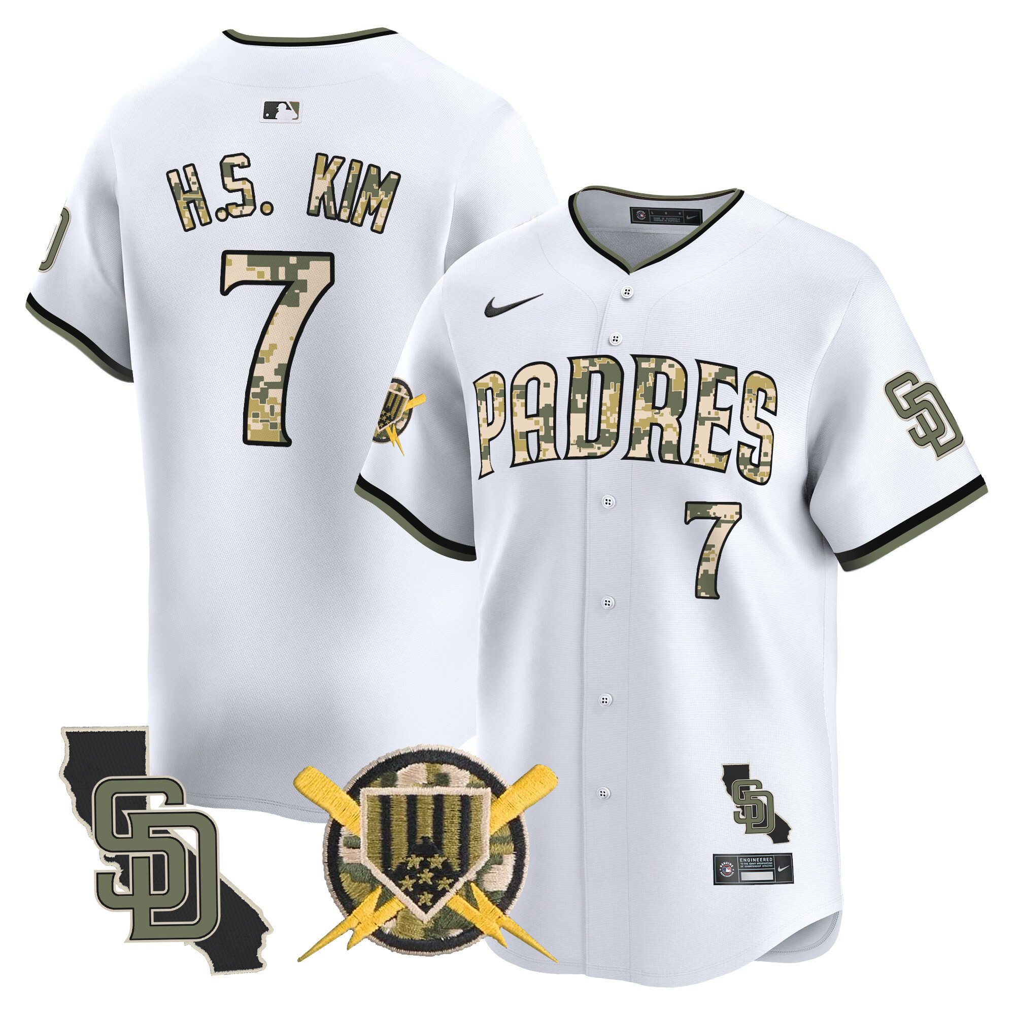 Men's Ha-Seong Kim San Diego Padres Armed Forces Day Vapor Premier Limited White Jersey - All Stitched