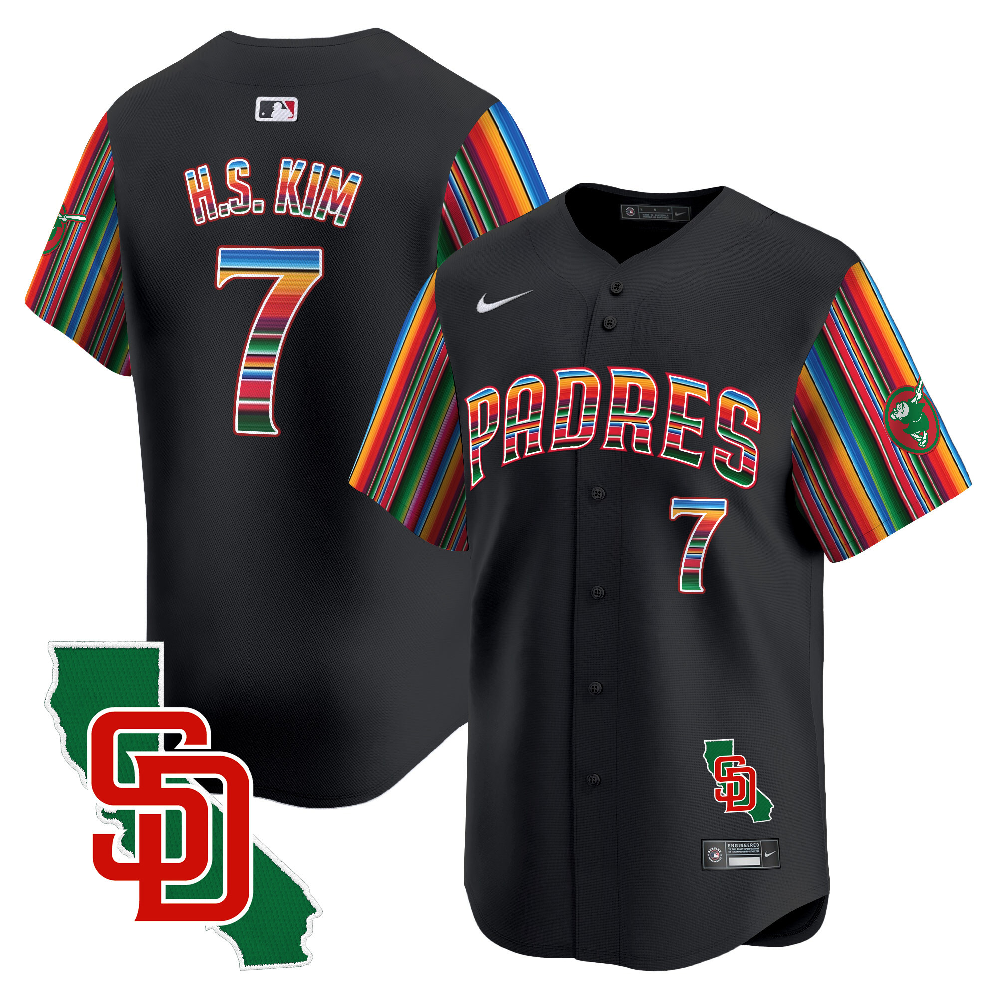 Men's Ha-Seong Kim San Diego Padres Mexico California Patch Vapor Premier Limited Black Jersey V6 ñ All Stitched