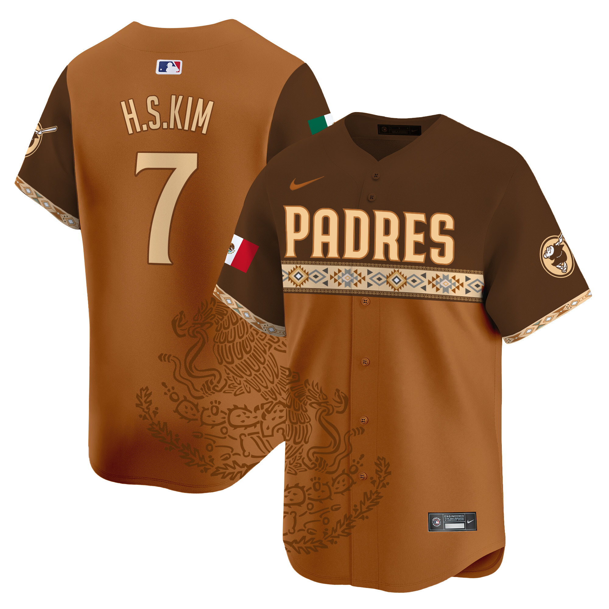 Men's Ha-Seong Kim San Diego Padres Mexico Vapor Premier Limited Brown Jersey - Printed