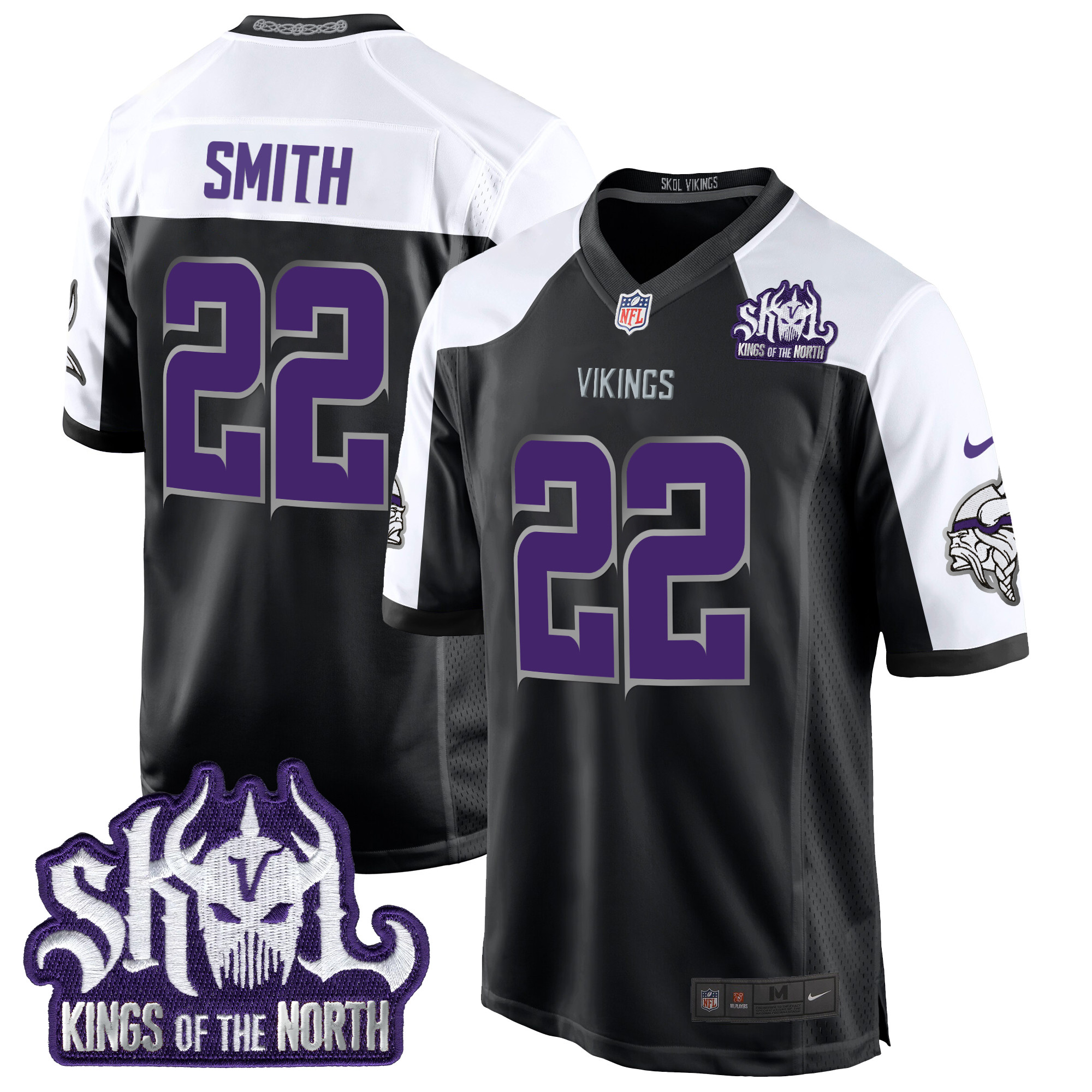 Men's Harrison Smith Minnesota Vikings 2024 Winter Warrior Skol Patch Game Black Alternate Jersey - All Stitched