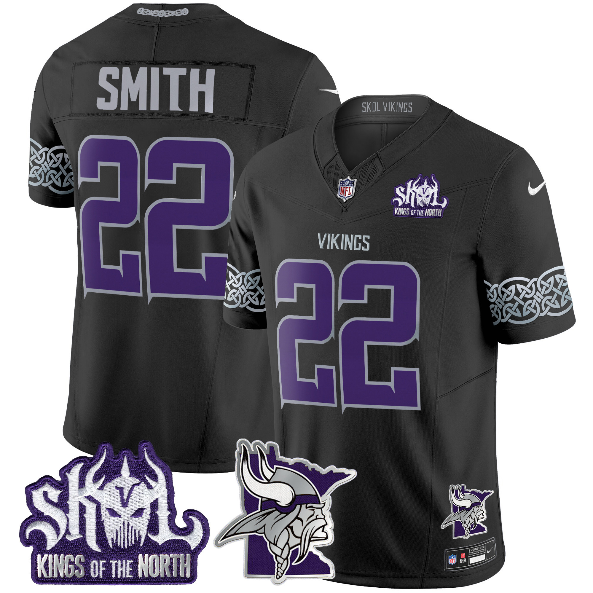 Men's Harrison Smith Minnesota Vikings 2024 Winter Warrior Skol Patch Vapor Limited Black Jersey V2 - All Stitched