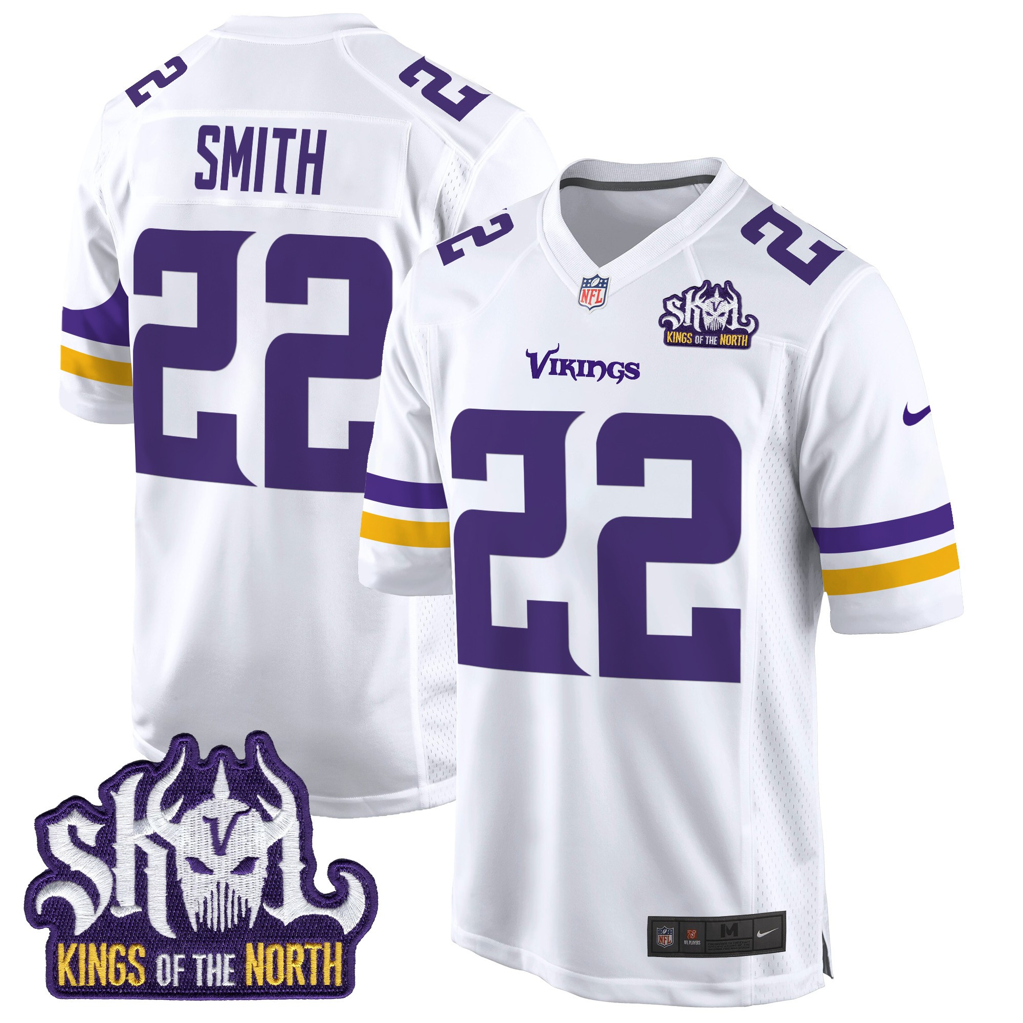 Men's Harrison Smith Minnesota Vikings King Of The North Patch Game White Jersey - All Stitched
