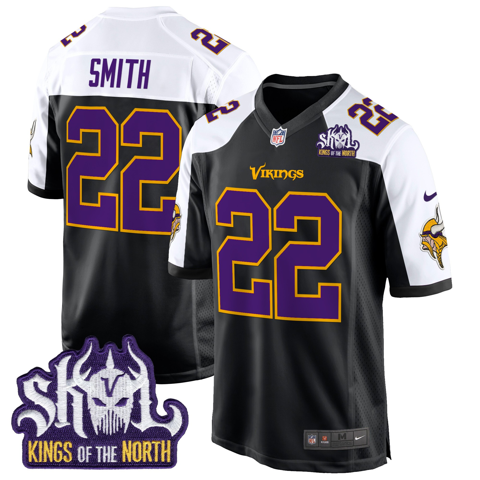 Men's Harrison Smith Minnesota Vikings King Of The North Patch Throwback Game Black Alternate Jersey - All Stitched