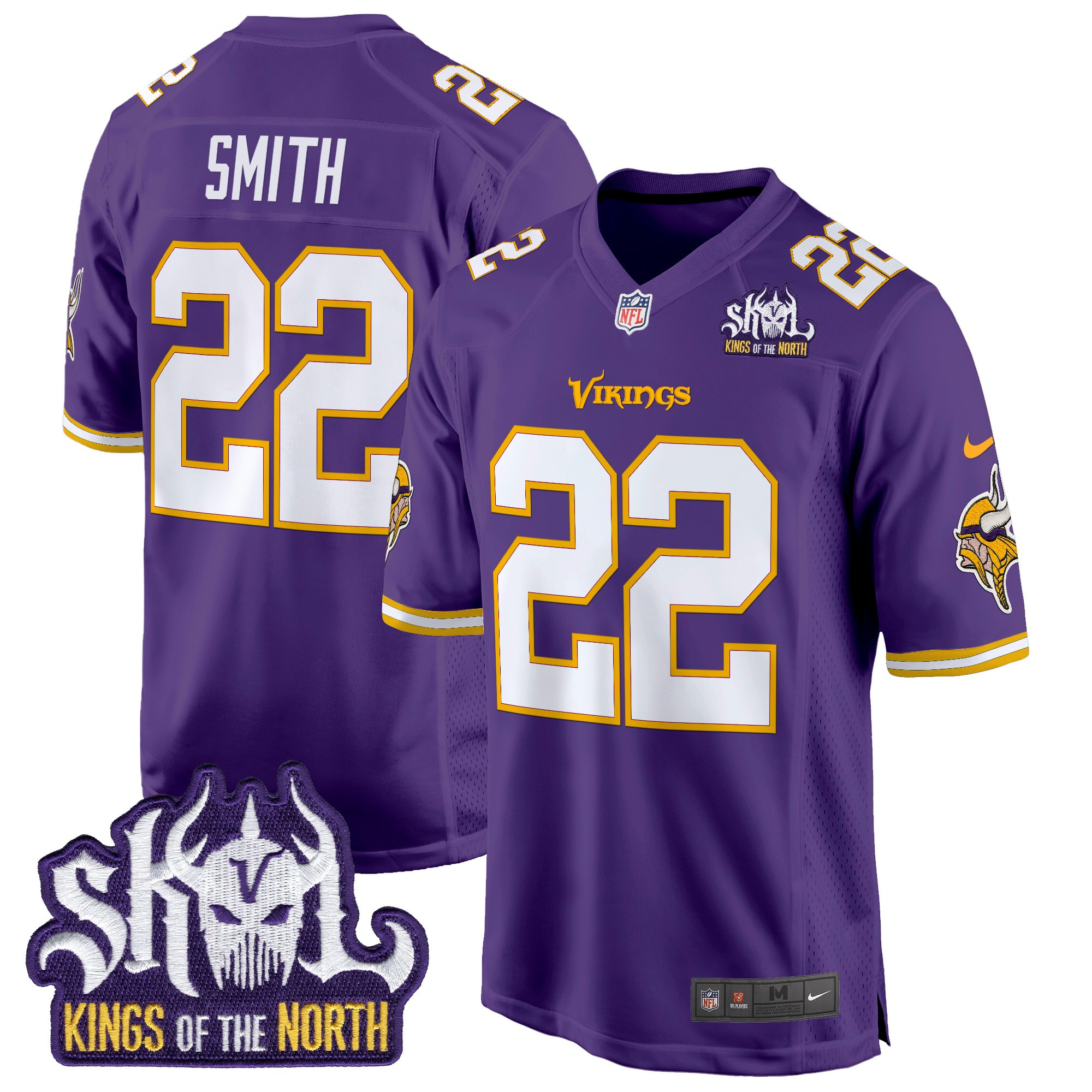 Men's Harrison Smith Minnesota Vikings King Of The North Patch Throwback Game Purple Jersey - All Stitched