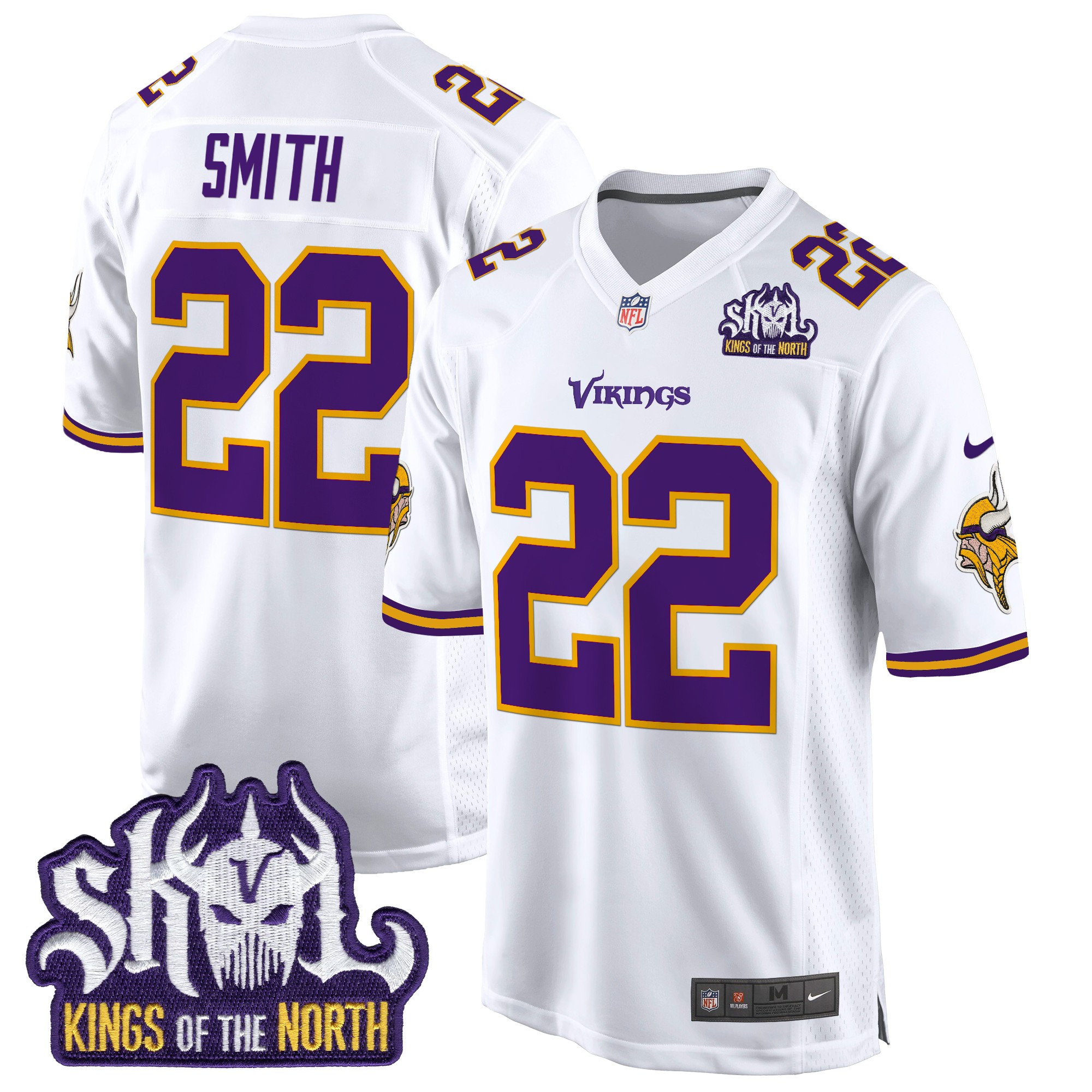 Men's Harrison Smith Minnesota Vikings King Of The North Patch Throwback Game White Jersey - All Stitched