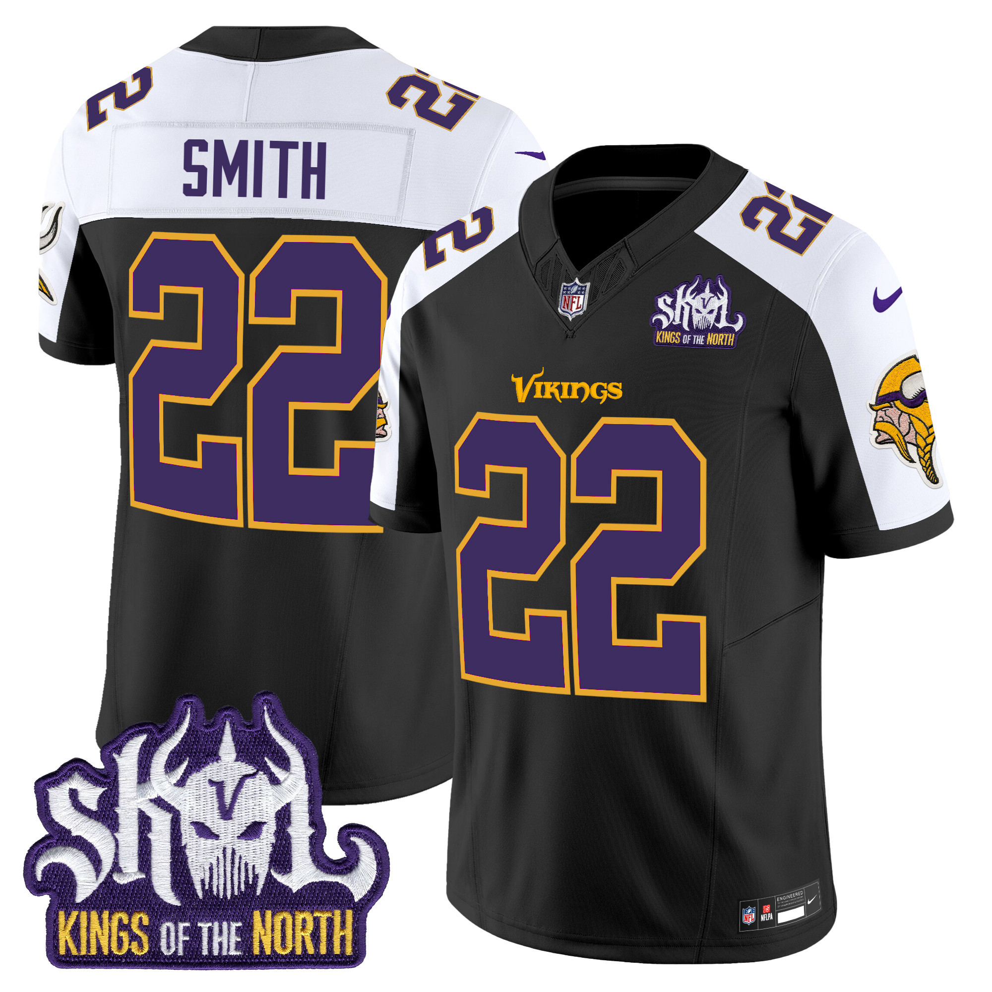 Men's Harrison Smith Minnesota Vikings King Of The North Patch Throwback Vapor Limited Black Alternate Jersey - All Stitched