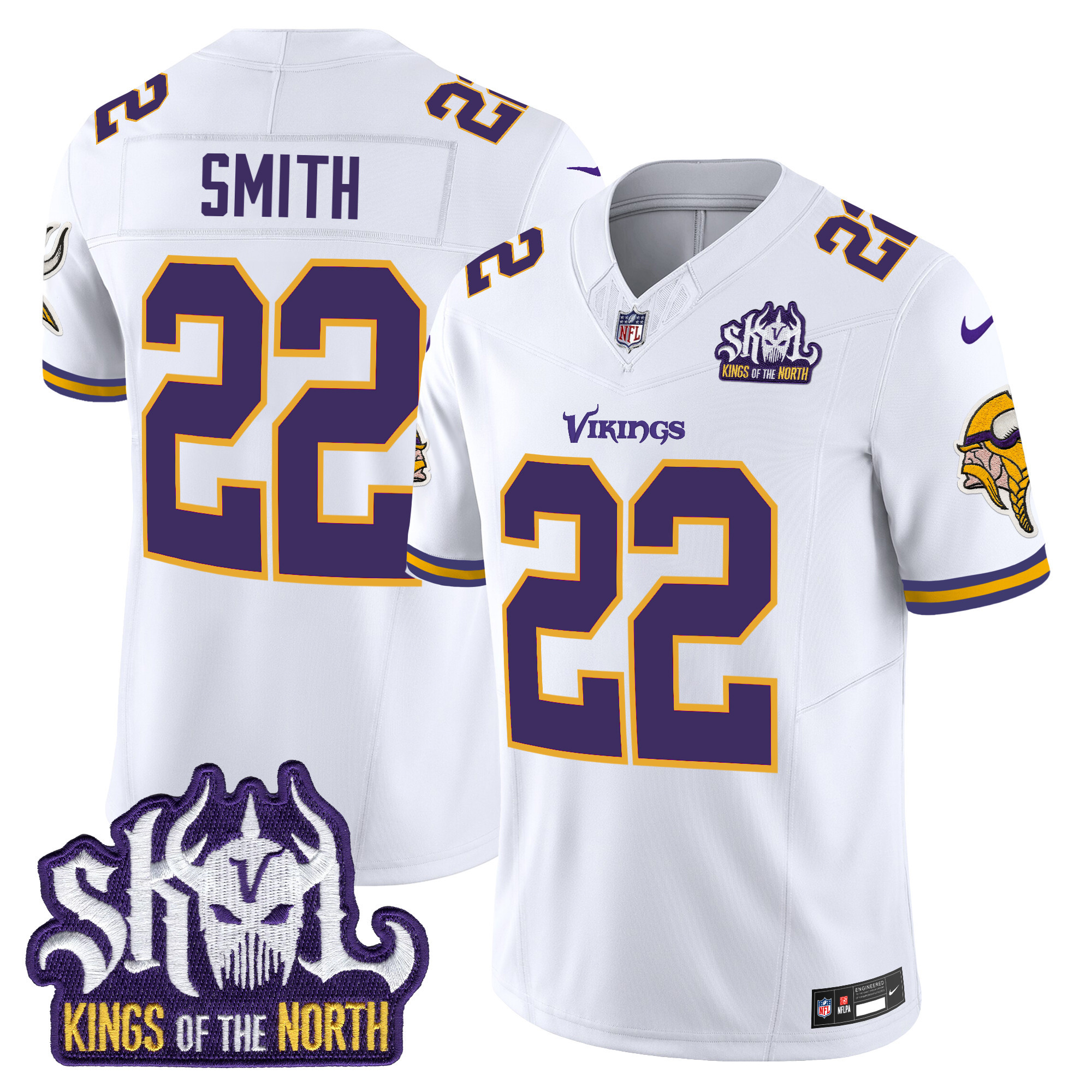 Men's Harrison Smith Minnesota Vikings King Of The North Patch Throwback Vapor Limited White Jersey - All Stitched