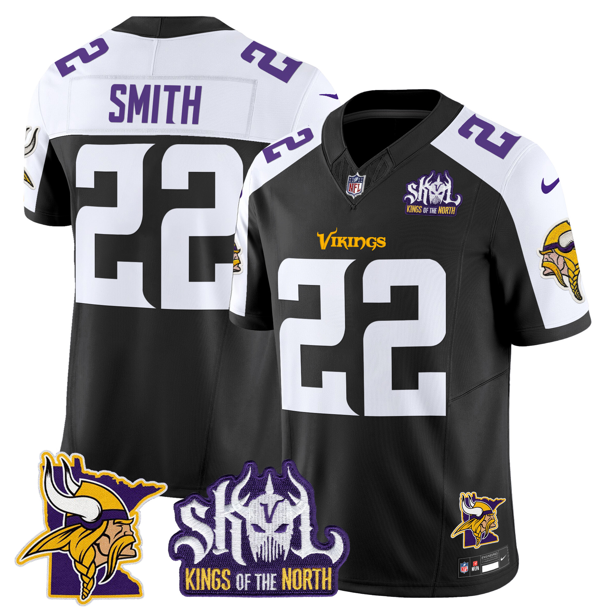 Men's Harrison Smith Minnesota Vikings Kings Of The North Patch Vapor Limited Black Alternate Jersey - All Stitched