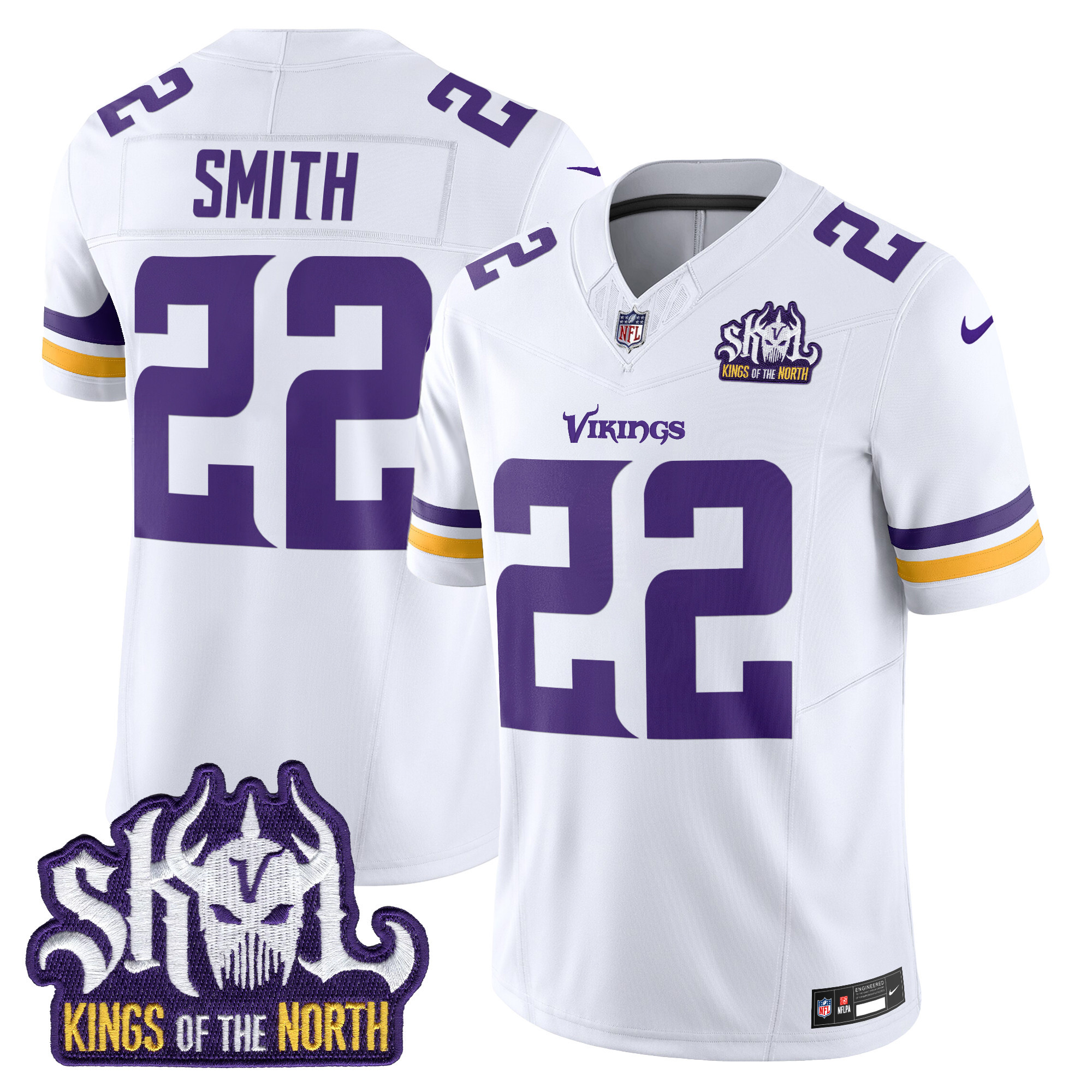 Men's Harrison Smith Minnesota Vikings Kings Of The North Patch Vapor Limited White Jersey - All Stitched
