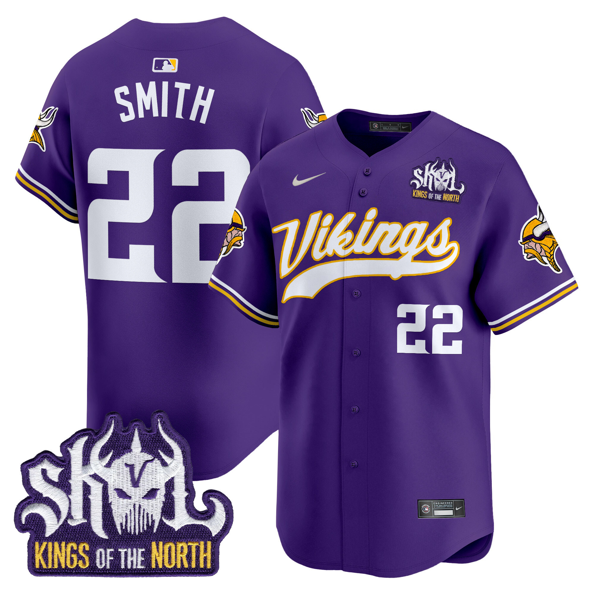 Men's Harrison Smith Minnesota Vikings Kings Of The North Patch Vapor Premier Limited Purple Jersey - All Stitched