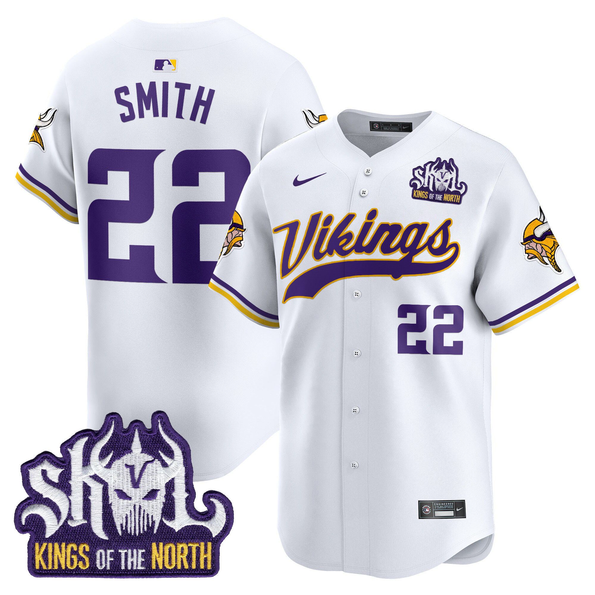 Men's Harrison Smith Minnesota Vikings Kings Of The North Patch Vapor Premier Limited White Jersey - All Stitched