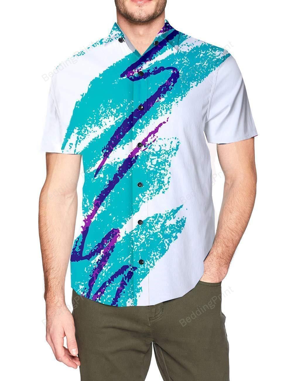 Mens Hawaiian Shirt 90s Jazz Solo Paper Cup Pattern