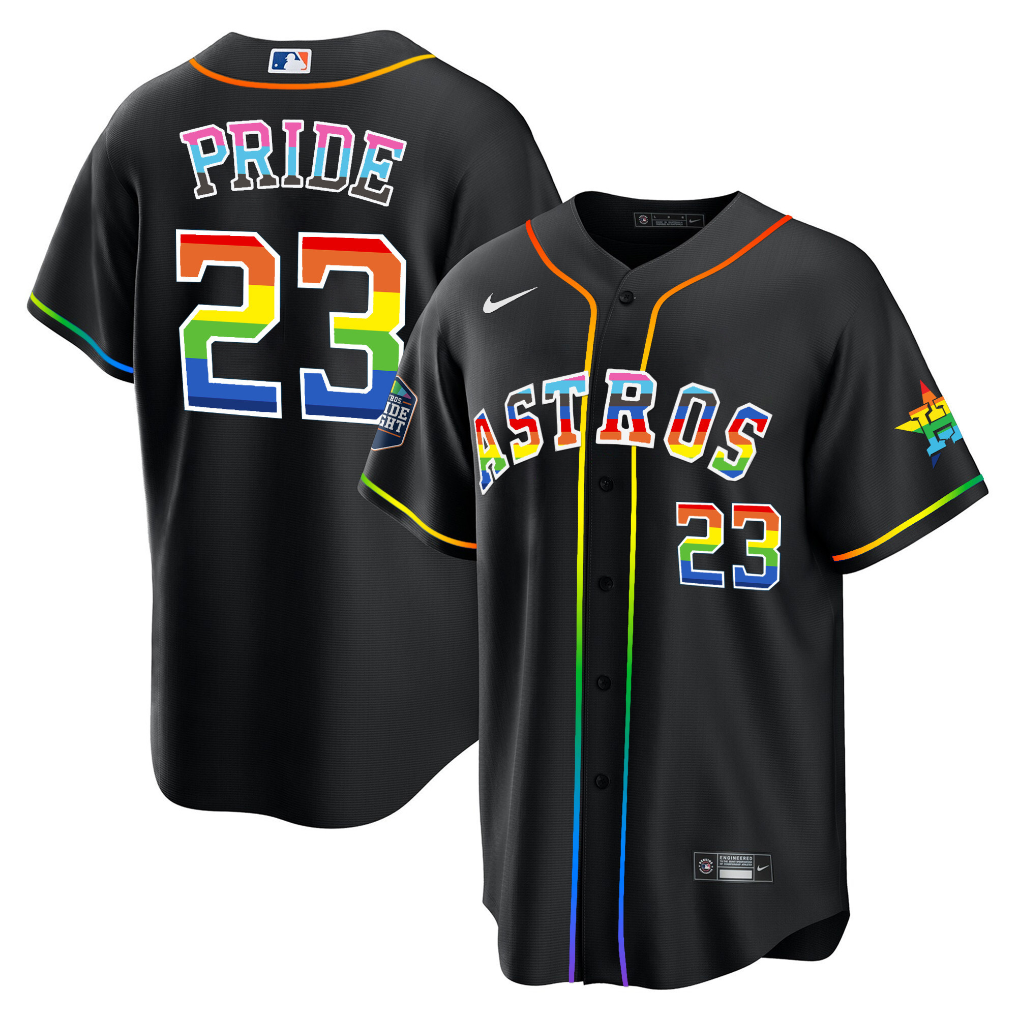 Men's Houston Astros 2023 Cool Base Pride Black Jersey - All Stitched
