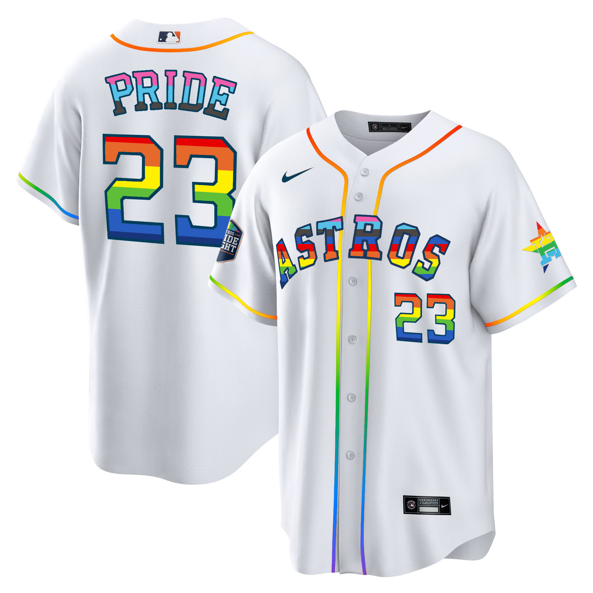 Men's Houston Astros 2023 Cool Base Pride White Jersey - All Stitched