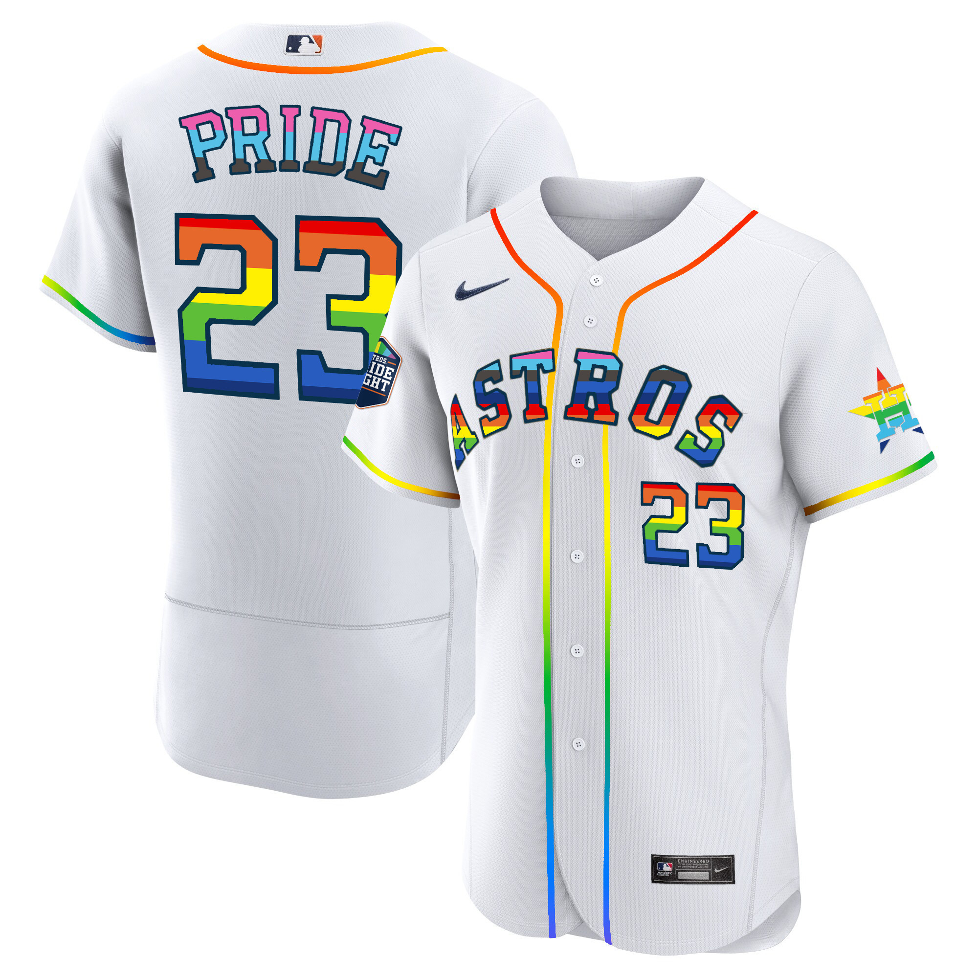 Men's Houston Astros 2023 Flex Base Pride White Jersey - All Stitched