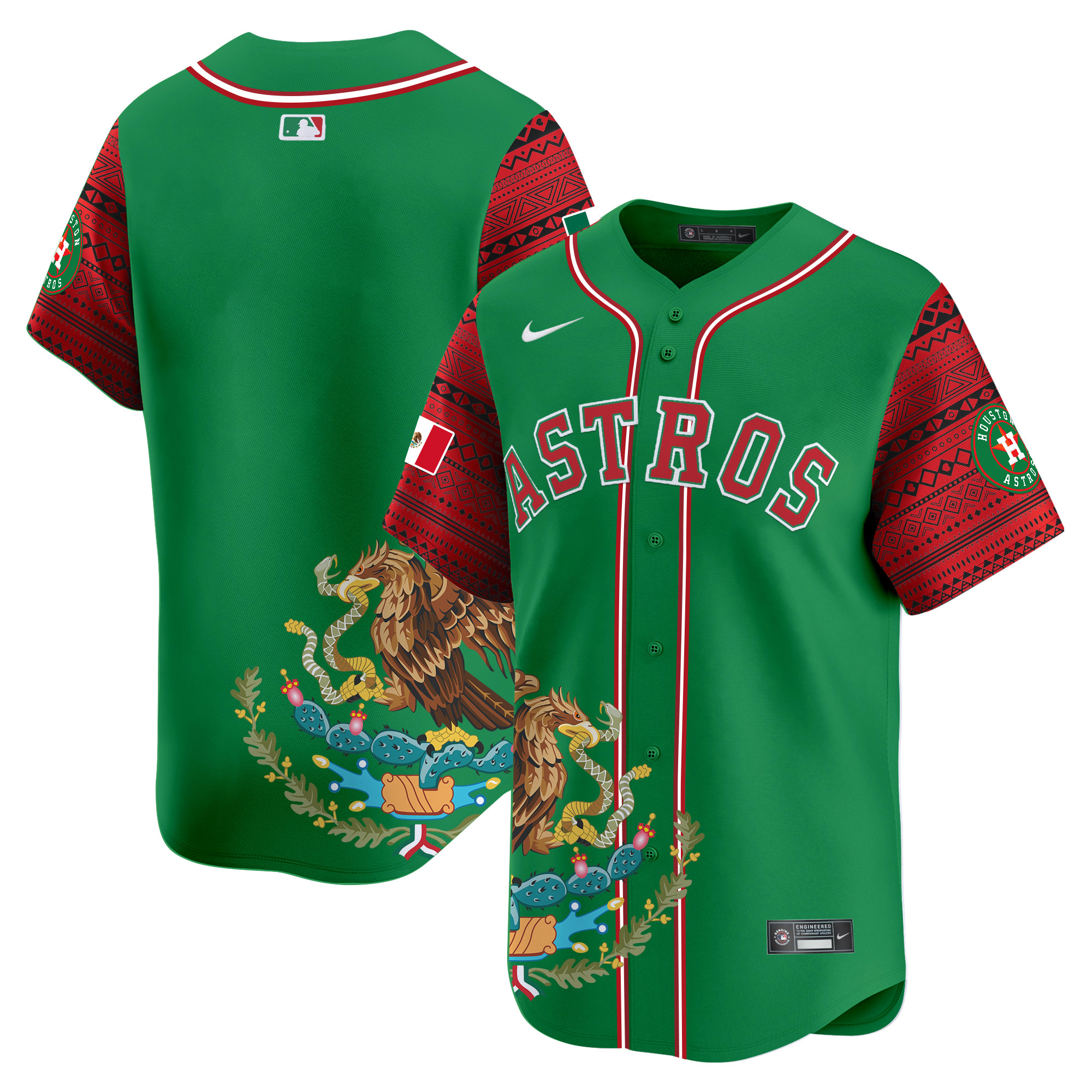 Men's Houston Astros Aztec Mexico Vapor Premier Limited Green Jersey - Printed