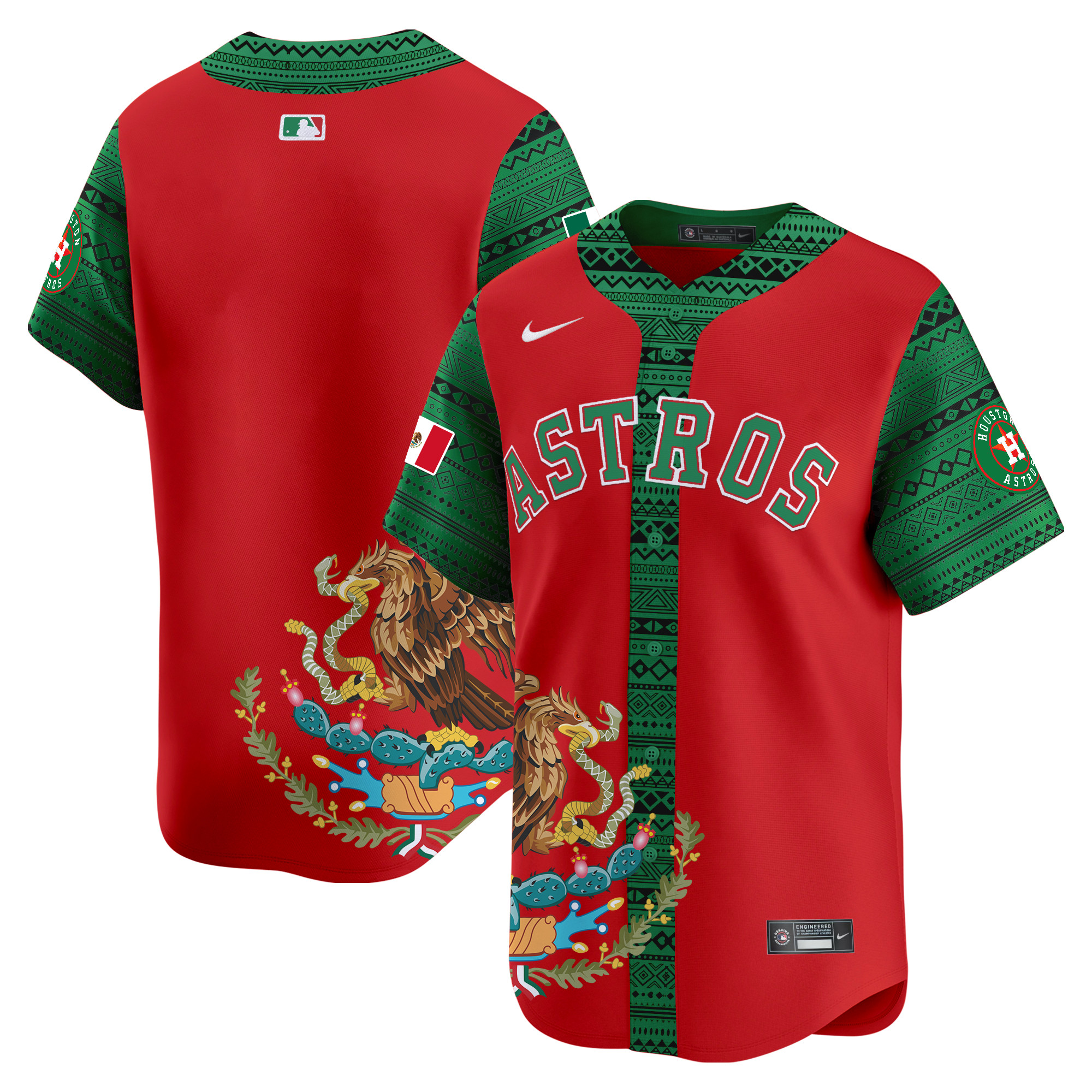 Men's Houston Astros Aztec Mexico Vapor Premier Limited Red Jersey V2- Printed