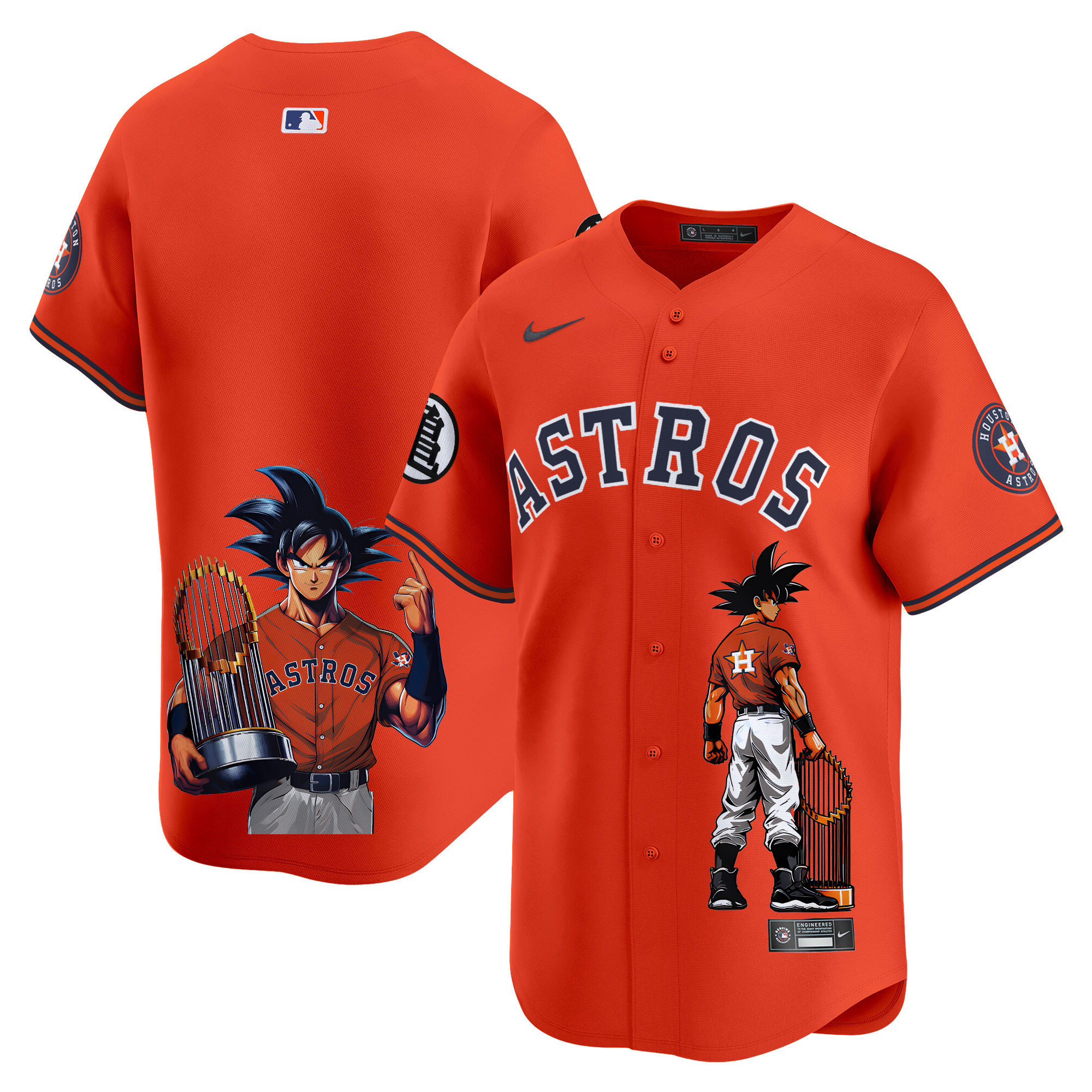 Men's Houston Astros Dragon Ball Son Goku Vapor Premier Limited Orange Jersey - Printed