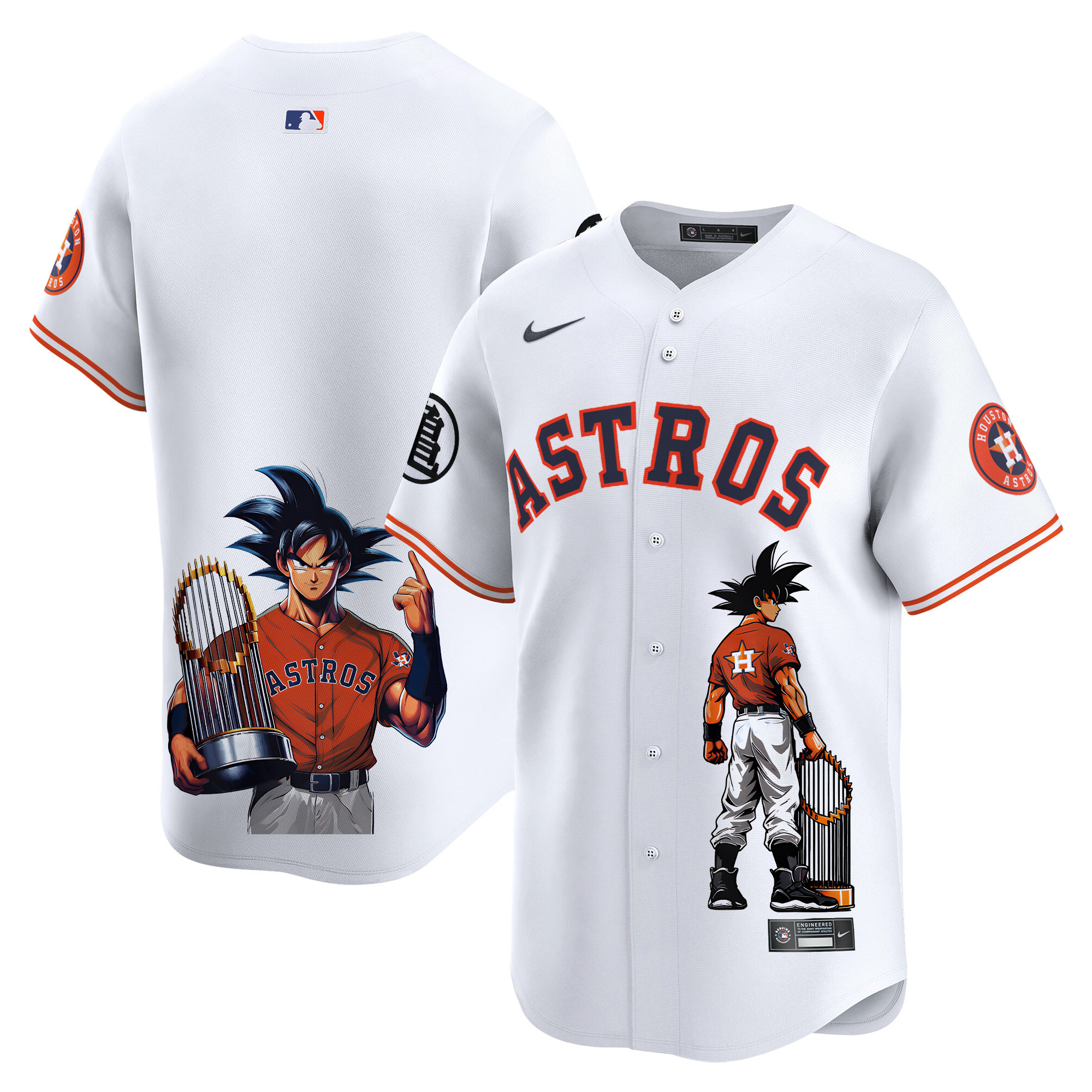 Men's Houston Astros Dragon Ball Son Goku Vapor Premier Limited White Jersey - Printed