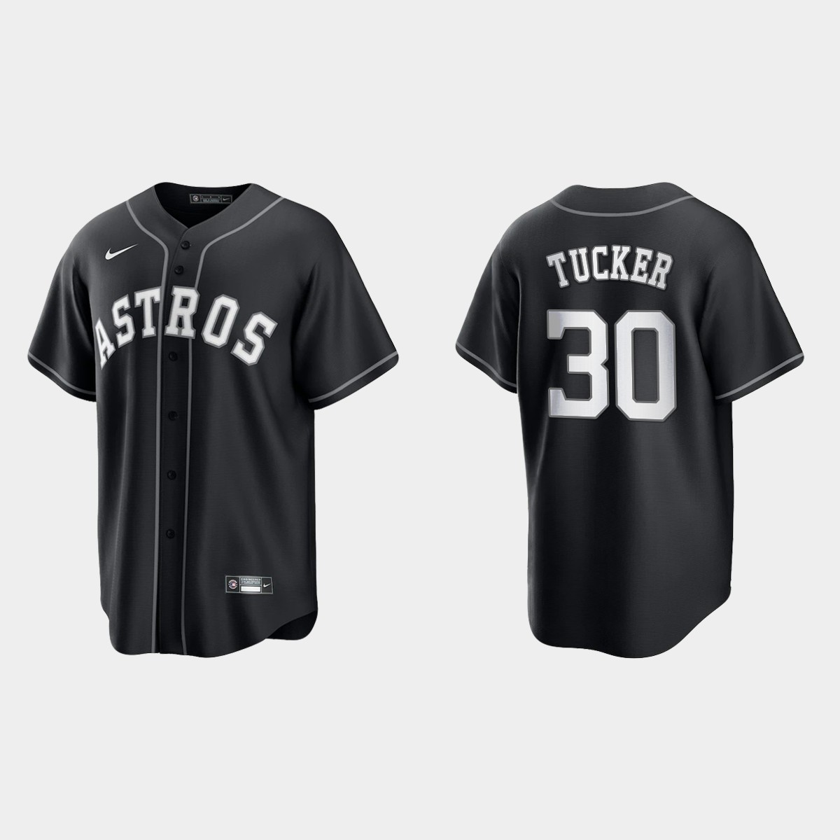 Men’s Houston Astros Kyle Tucker Black White 2021 All Black Fashion Jersey