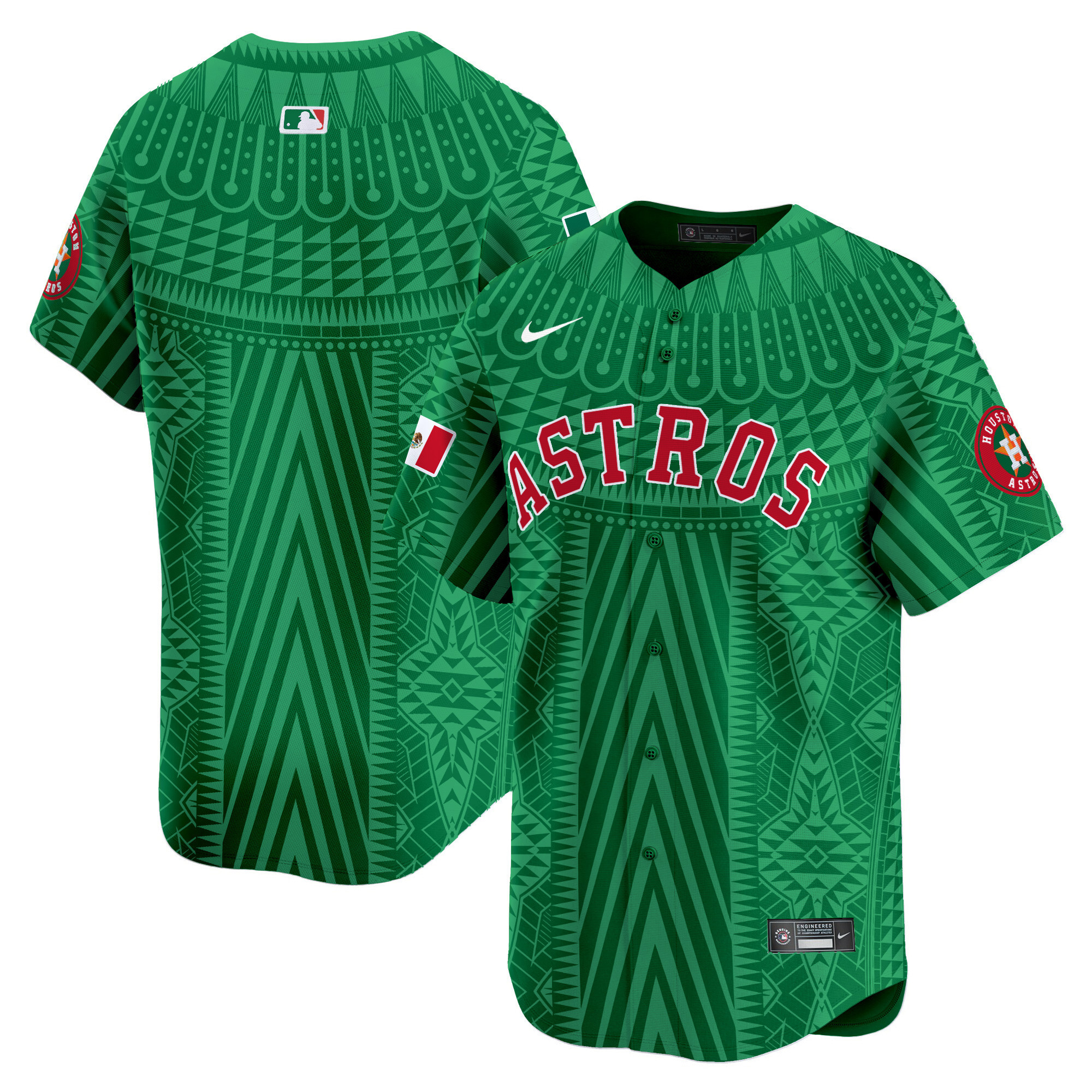 Men's Houston Astros Mexico Aztec Pattern Vapor Premier Limited Green Jersey - Printed