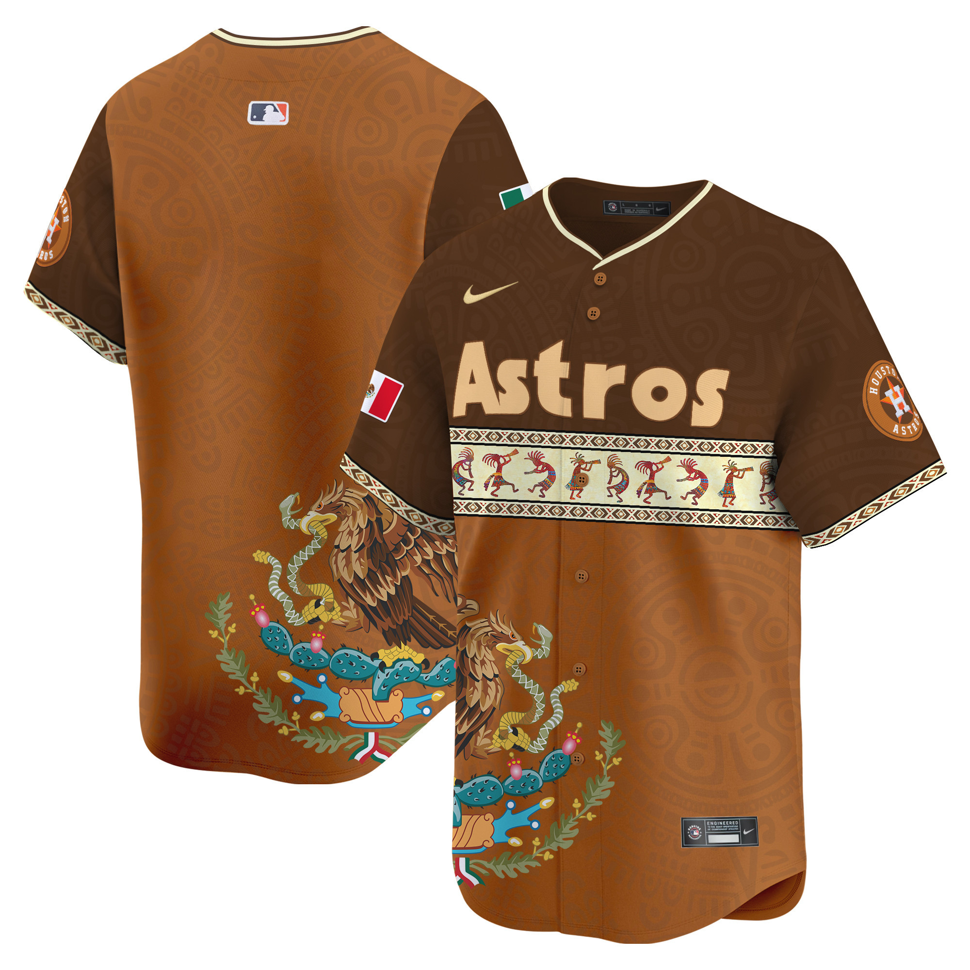 Men's Houston Astros Mexico Aztec Vapor Premier Limited Brown Jersey V2 - Printed