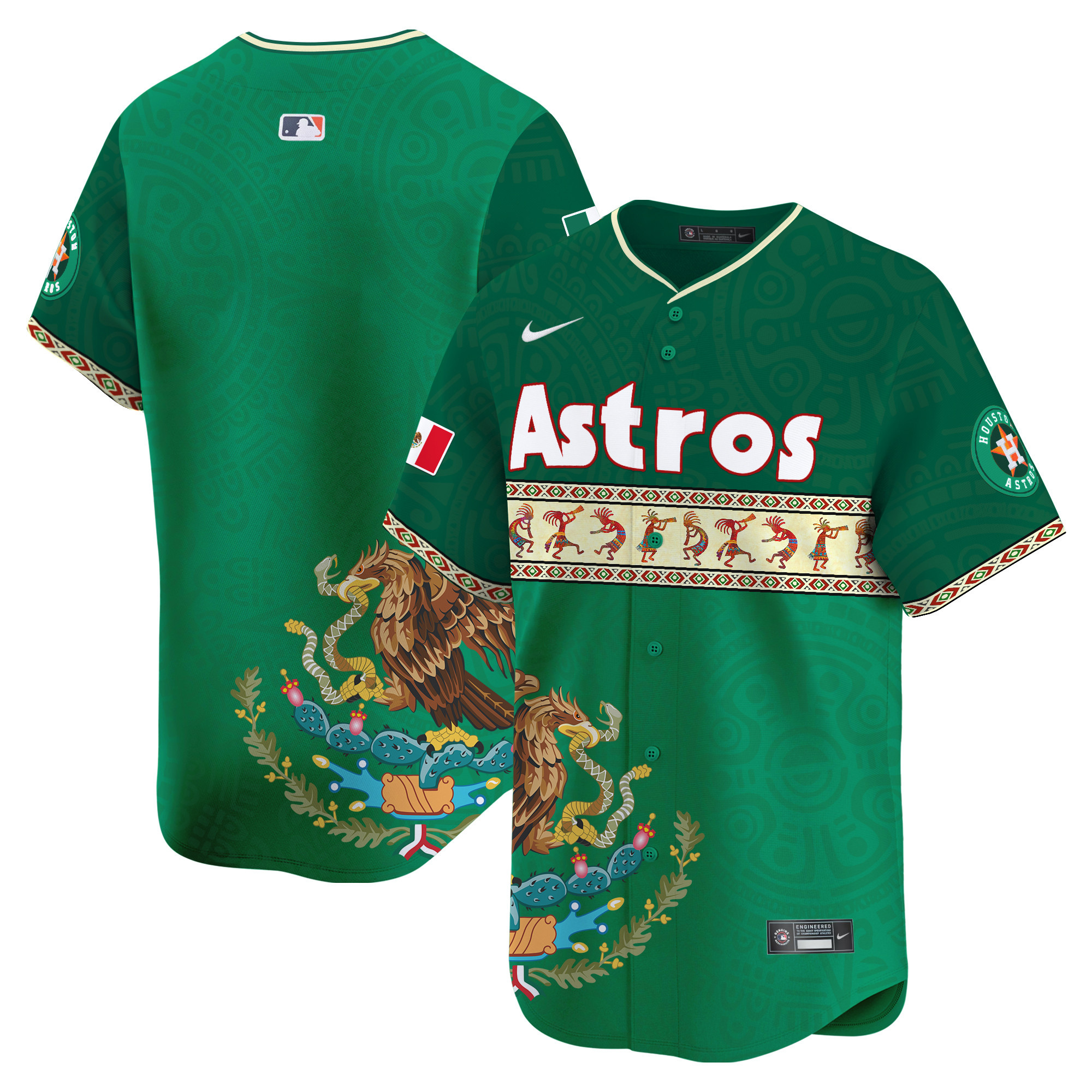 Men's Houston Astros Mexico Aztec Vapor Premier Limited Green Jersey V2 - Printed