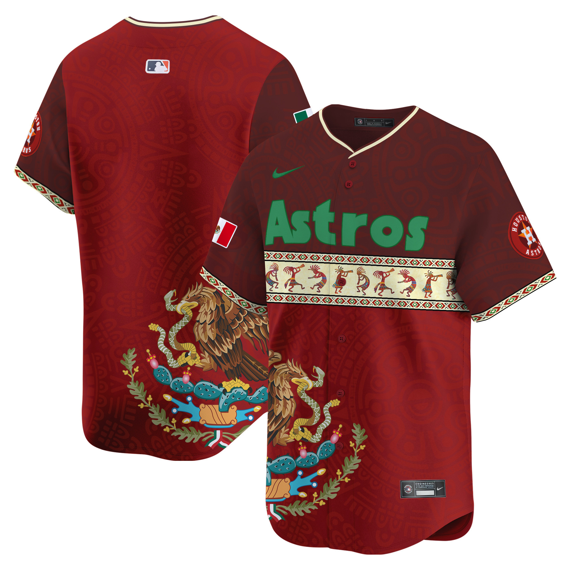 Men's Houston Astros Mexico Aztec Vapor Premier Limited Red Jersey V2 - Printed