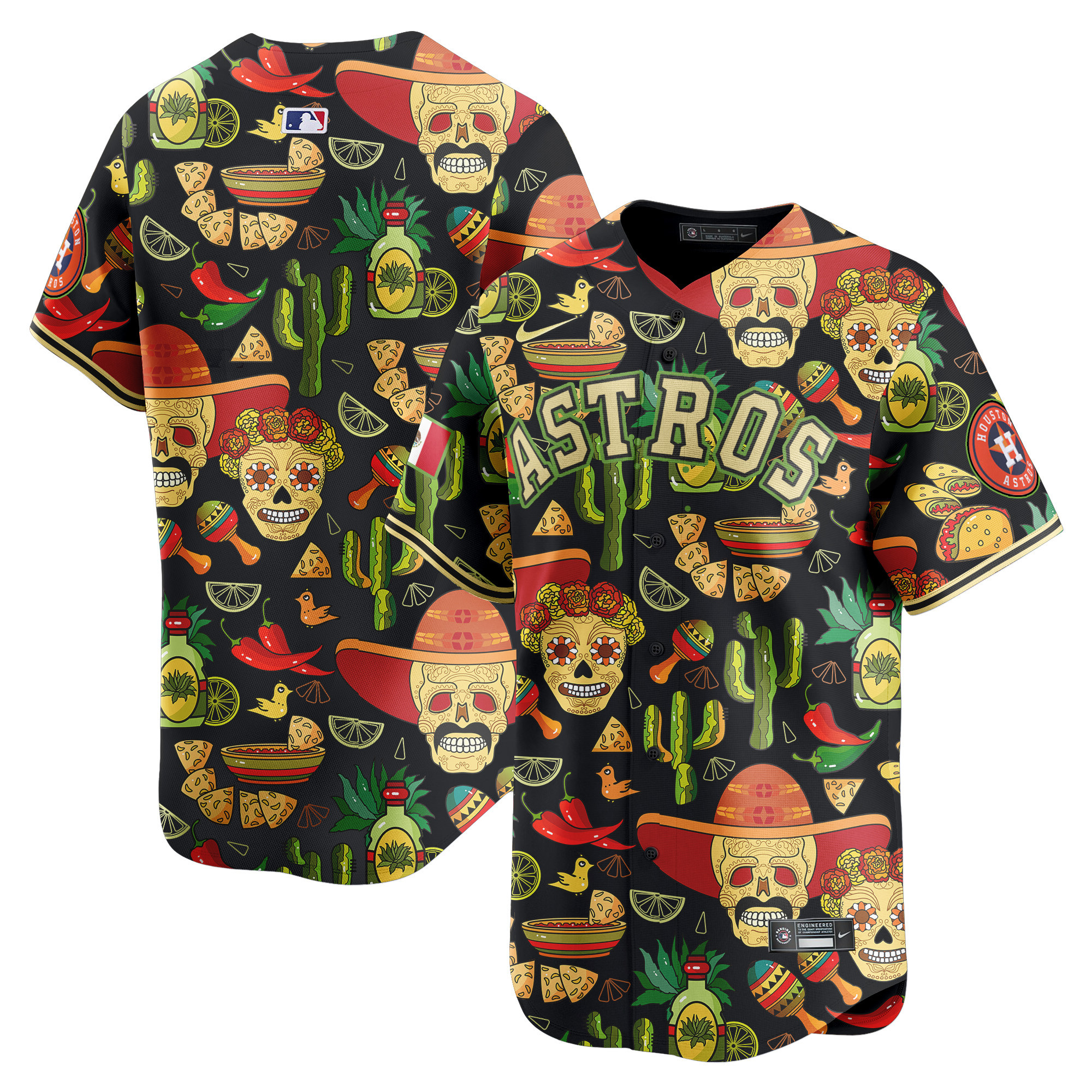Men's Houston Astros Mexico Cinco De Mayo Vapor Premier Limited Black Jersey - Printed