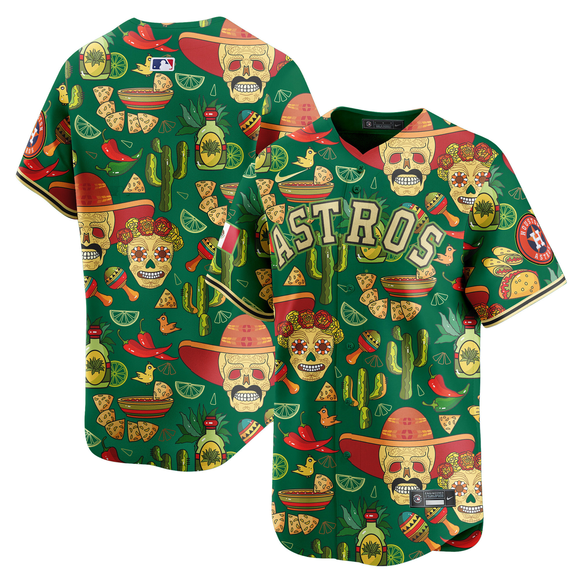 Men's Houston Astros Mexico Cinco De Mayo Vapor Premier Limited Green Jersey - Printed