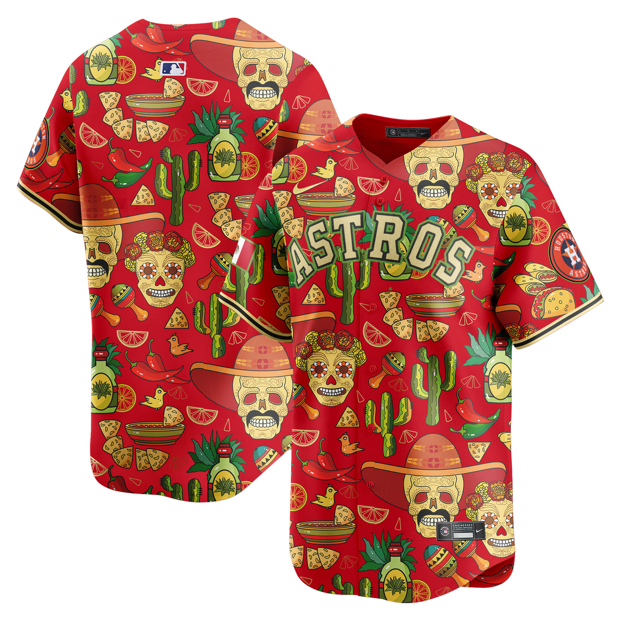 Men's Houston Astros Mexico Cinco De Mayo Vapor Premier Limited Red Jersey - Printed