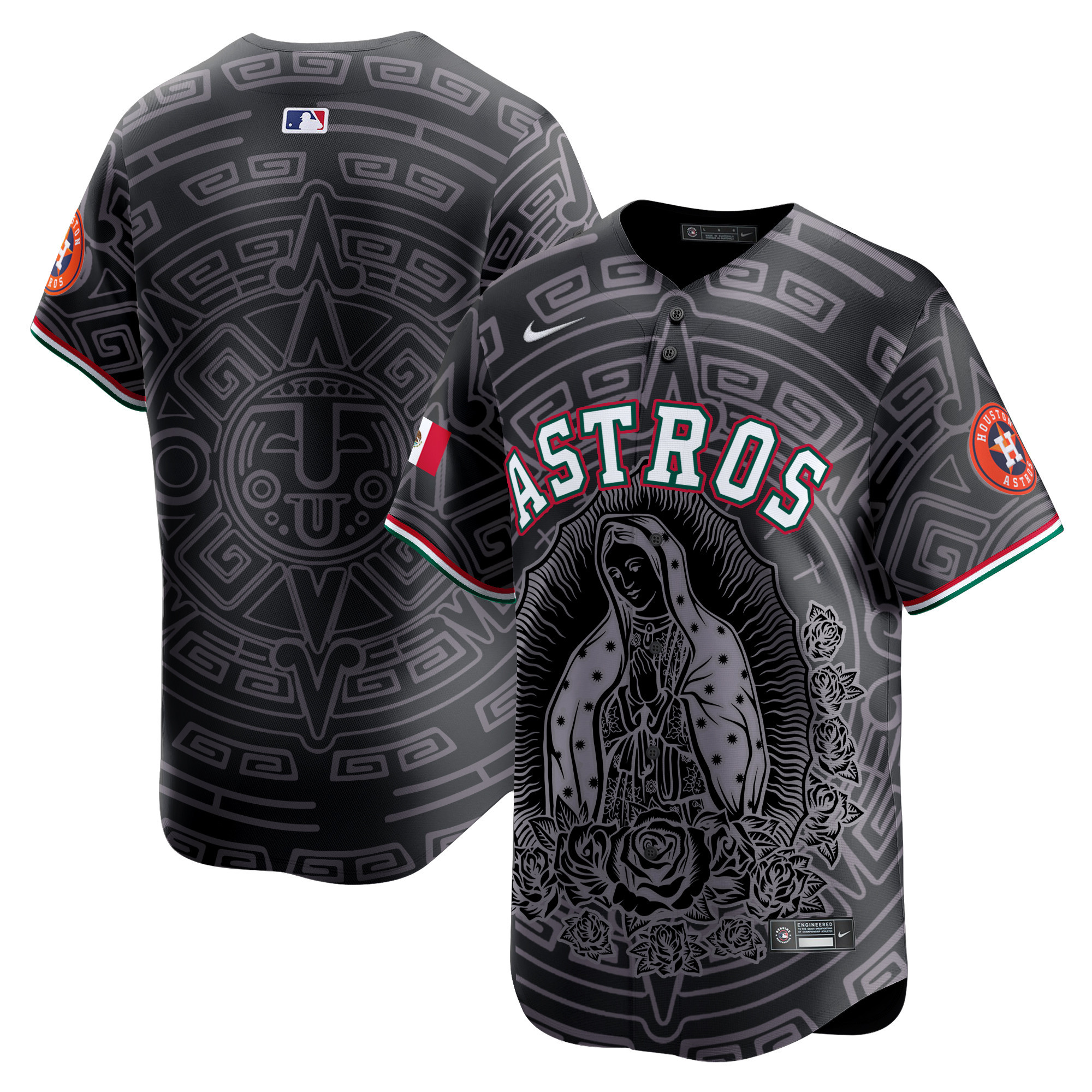 Men's Houston Astros Mexico Guadalupe Vapor Premier Limited Black Jersey - Printed
