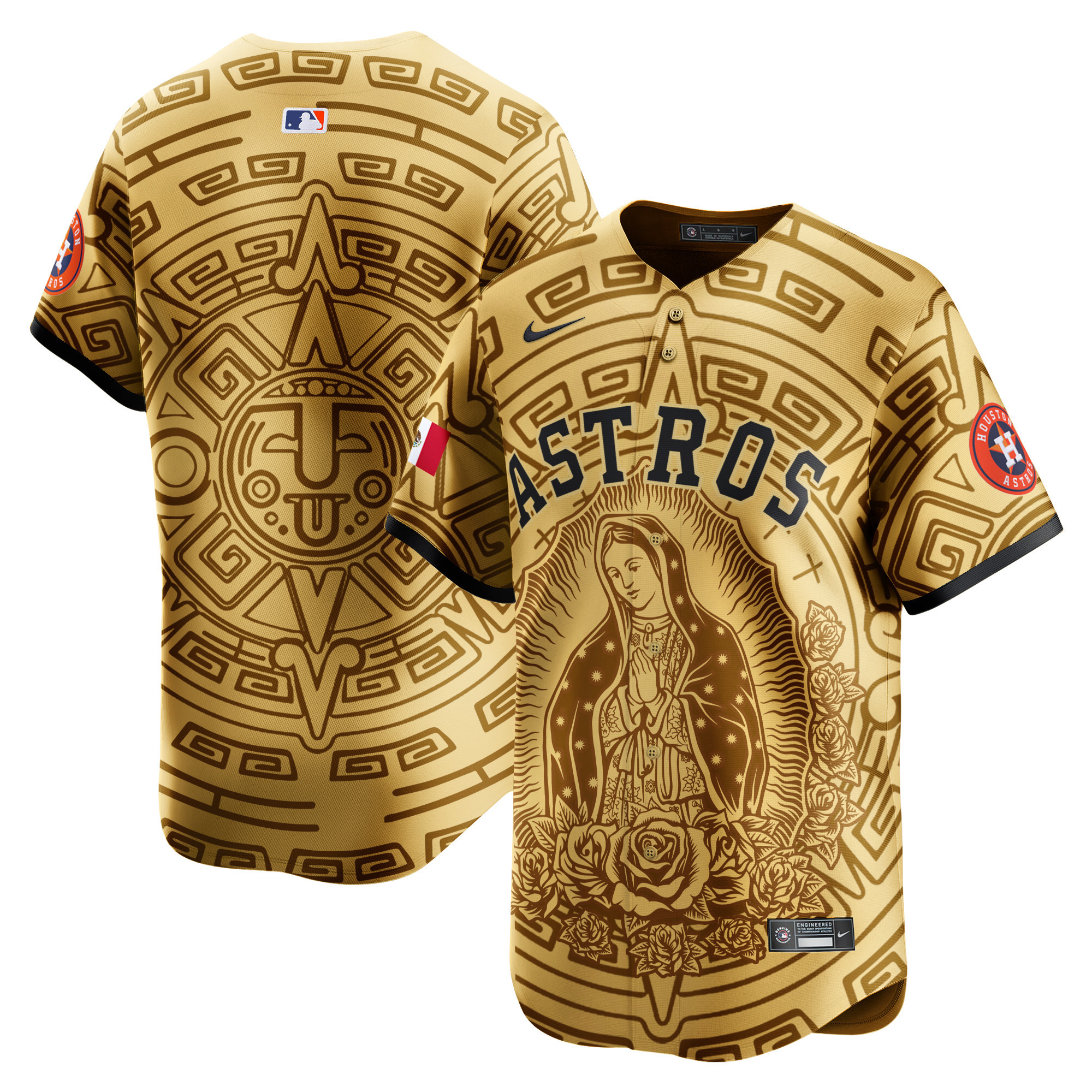 Men's Houston Astros Mexico Guadalupe Vapor Premier Limited Gold Jersey - Printed