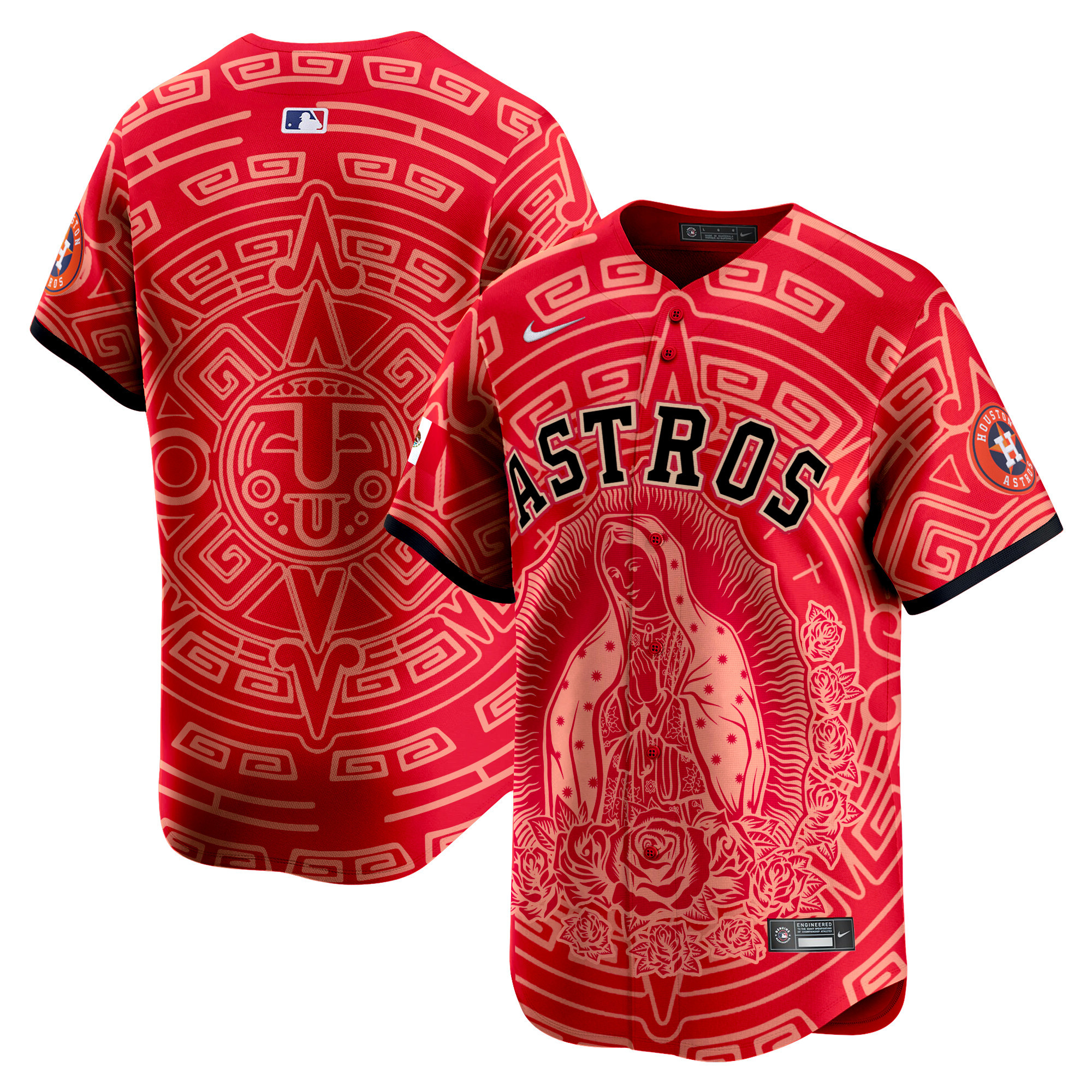Men's Houston Astros Mexico Guadalupe Vapor Premier Limited Red Jersey - Printed