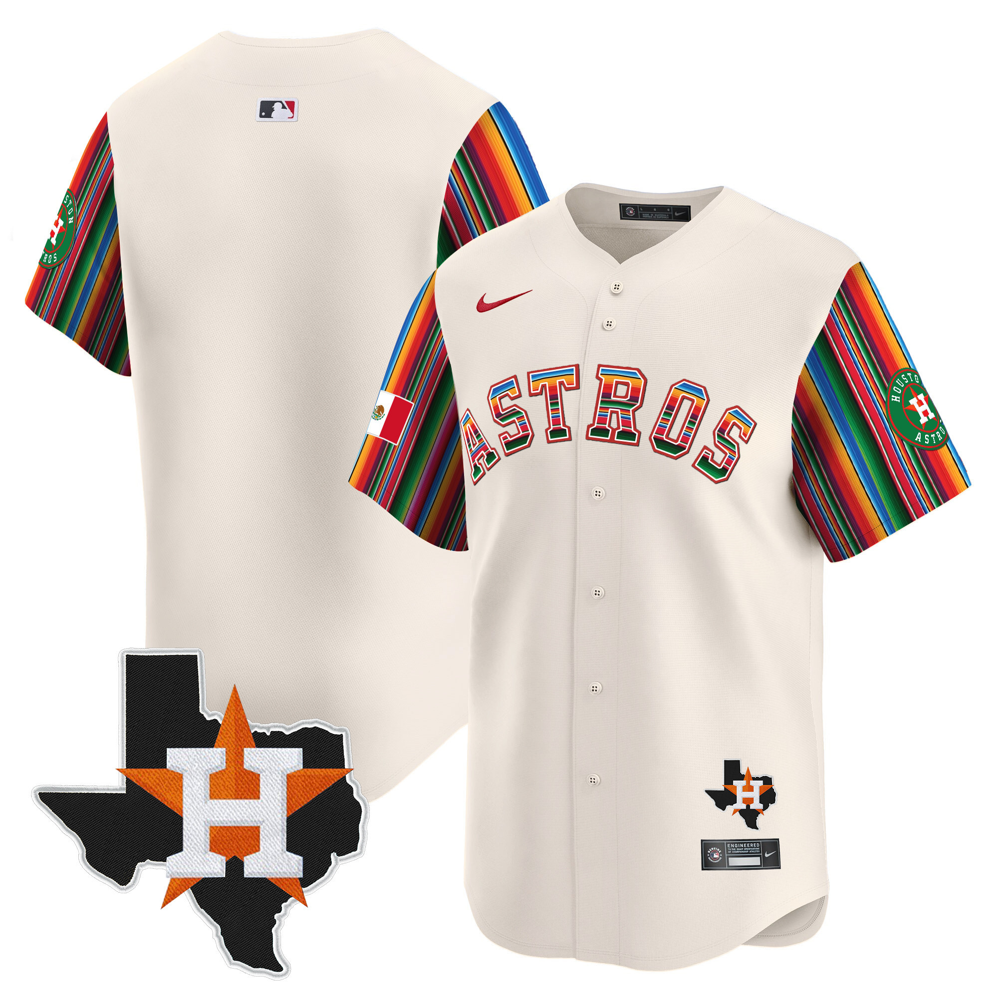 Men's Houston Astros Mexico Texas Patch Vapor Premier Limited Cream Jersey V5 - All Stitched
